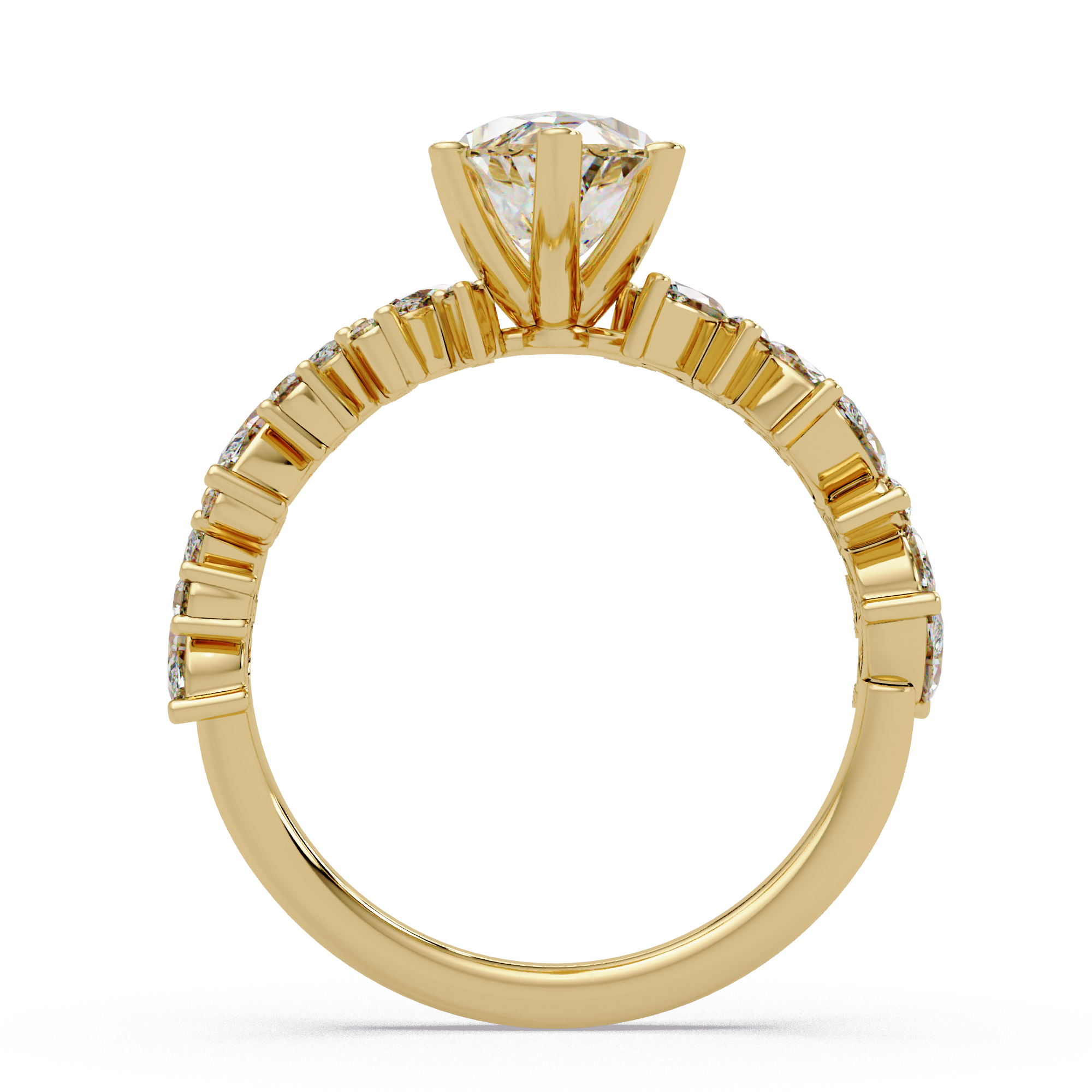 Marquise & Round Cut Diamond Ladies Ring