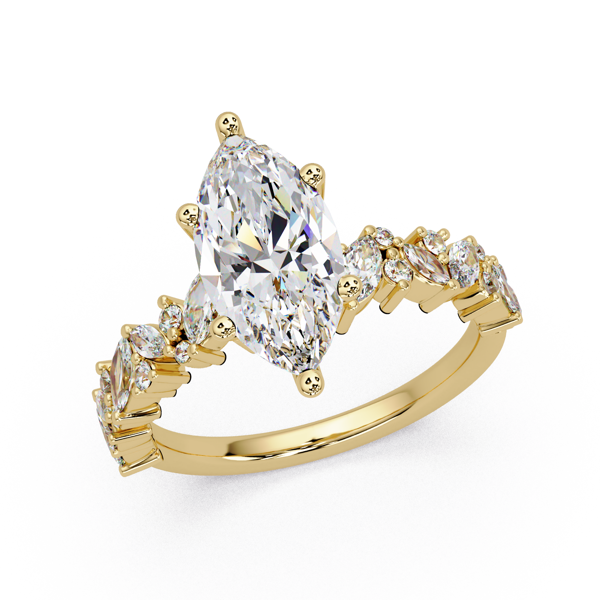 Marquise & Round Cut Diamond Ladies Ring
