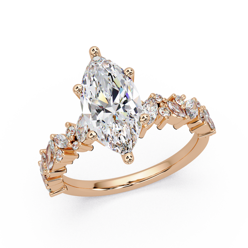 Marquise & Round Cut Diamond Ladies Ring