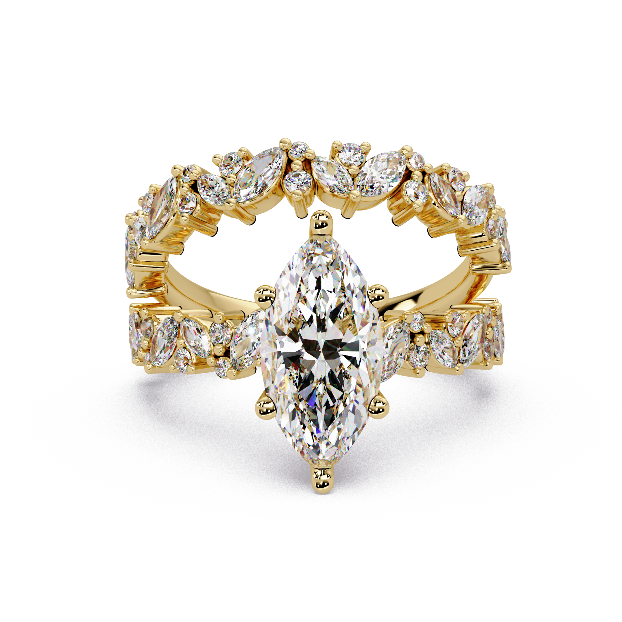Marquise & Round Cut Diamond Ladies Ring