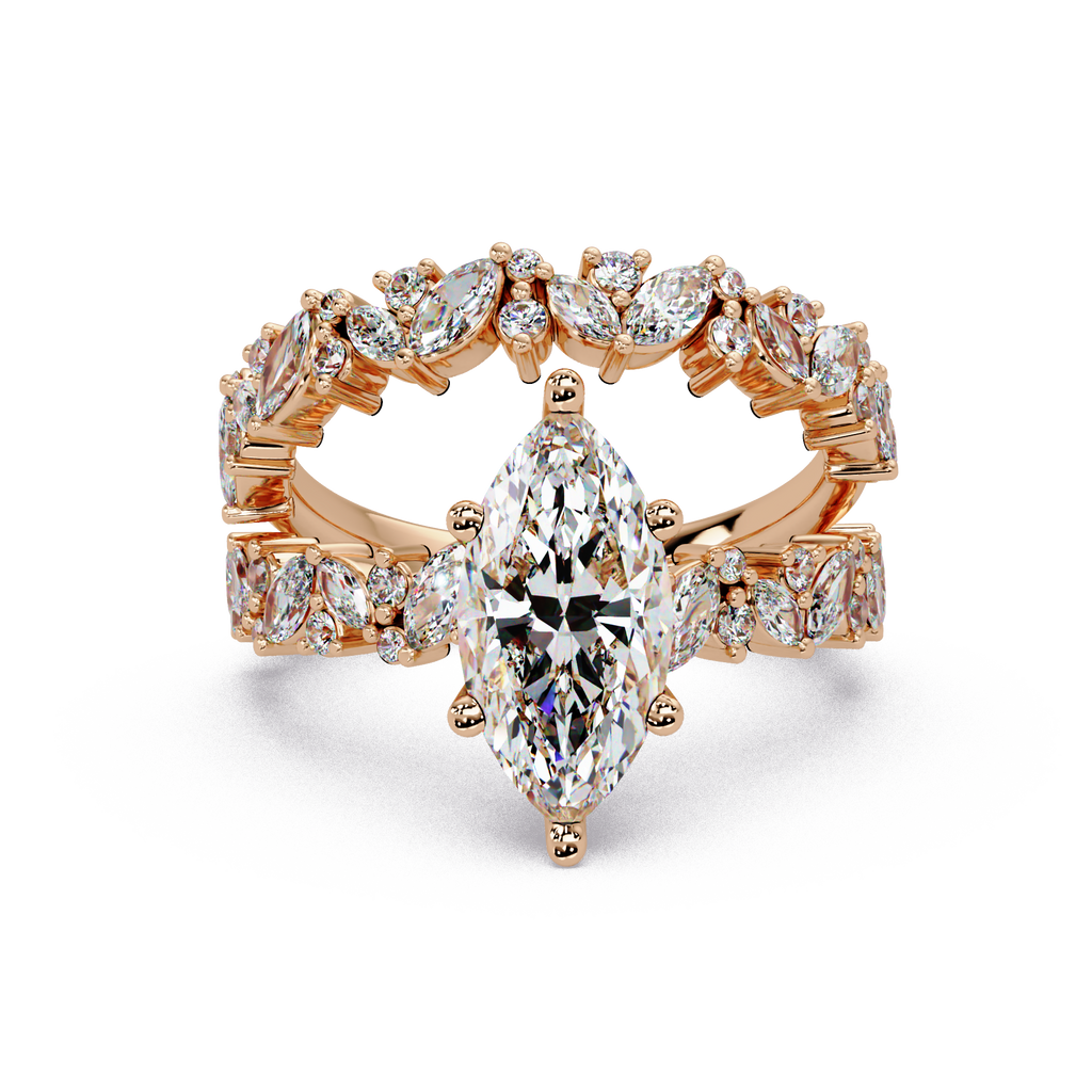 Marquise & Round Cut Diamond Ladies Ring