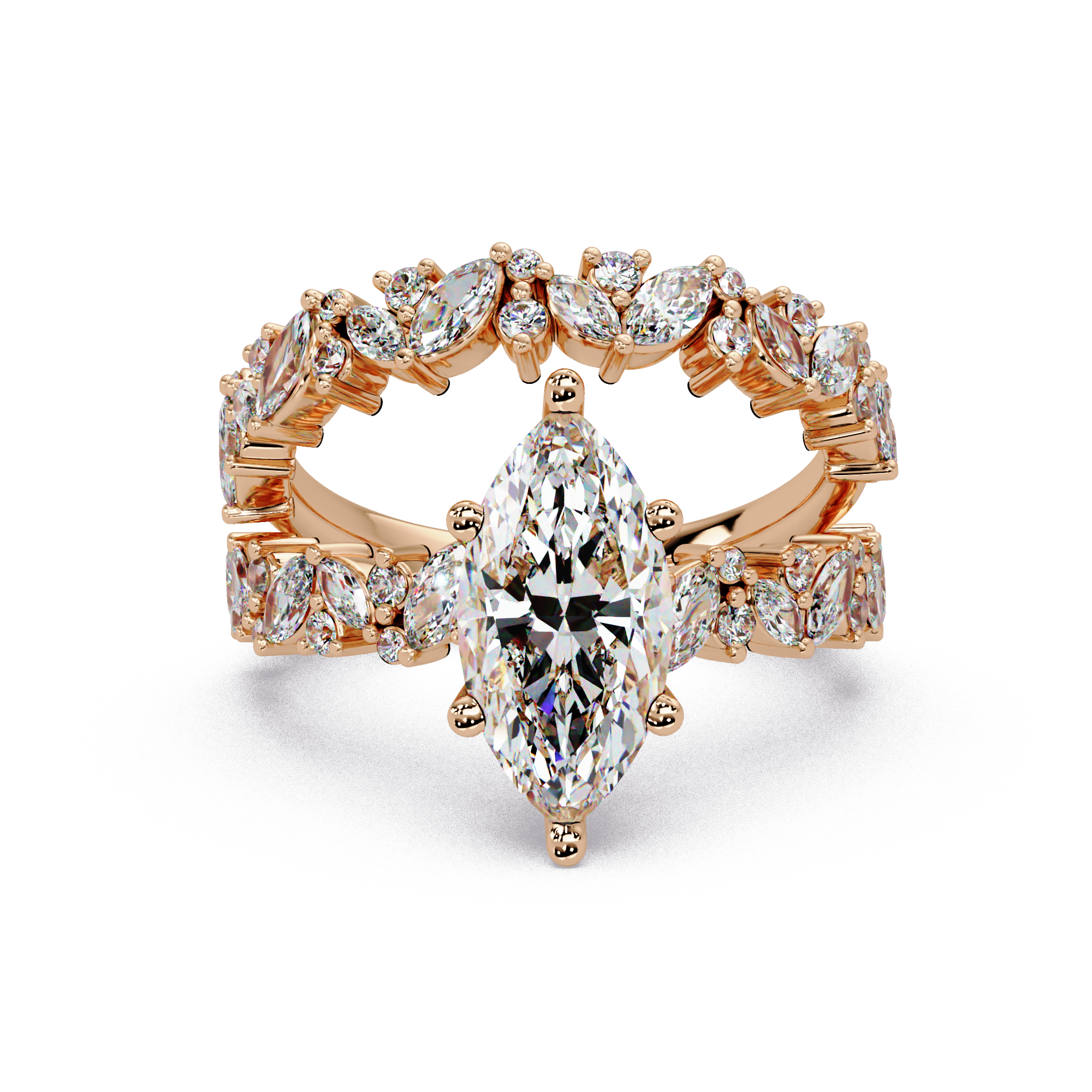 Marquise & Round Cut Diamond Ladies Ring