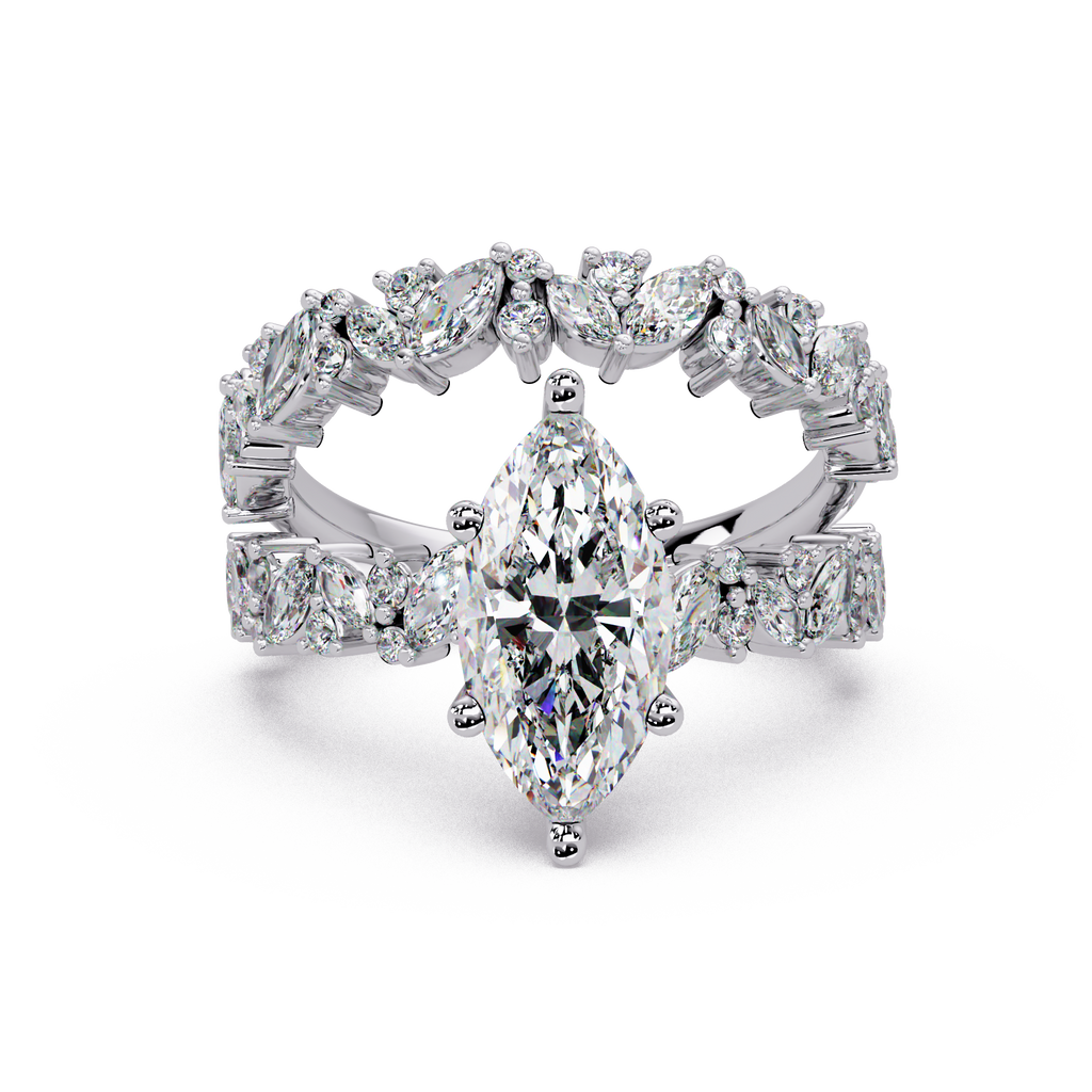 Marquise & Round Cut Diamond Ladies Ring