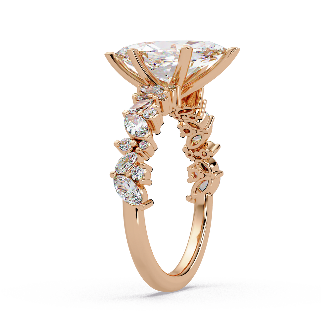 Marquise & Round Cut Diamond Ladies Ring