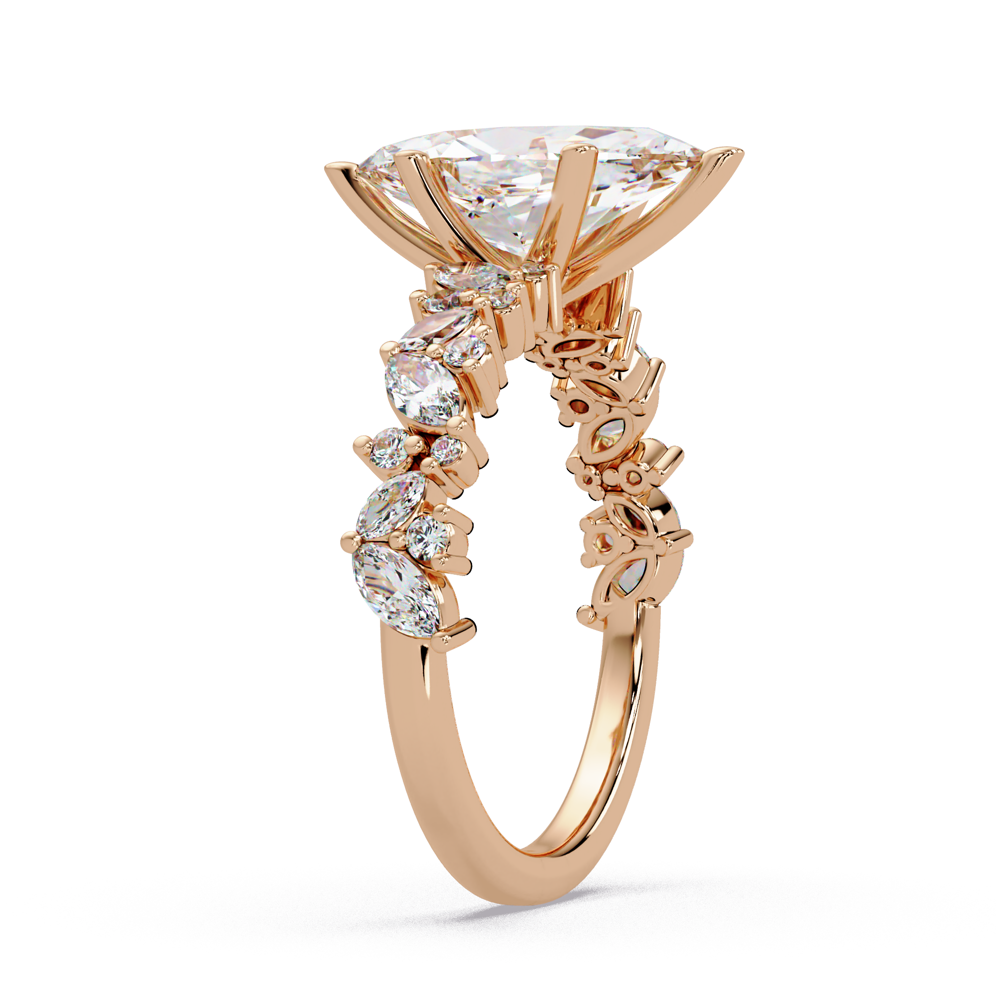 Marquise & Round Cut Diamond Ladies Ring