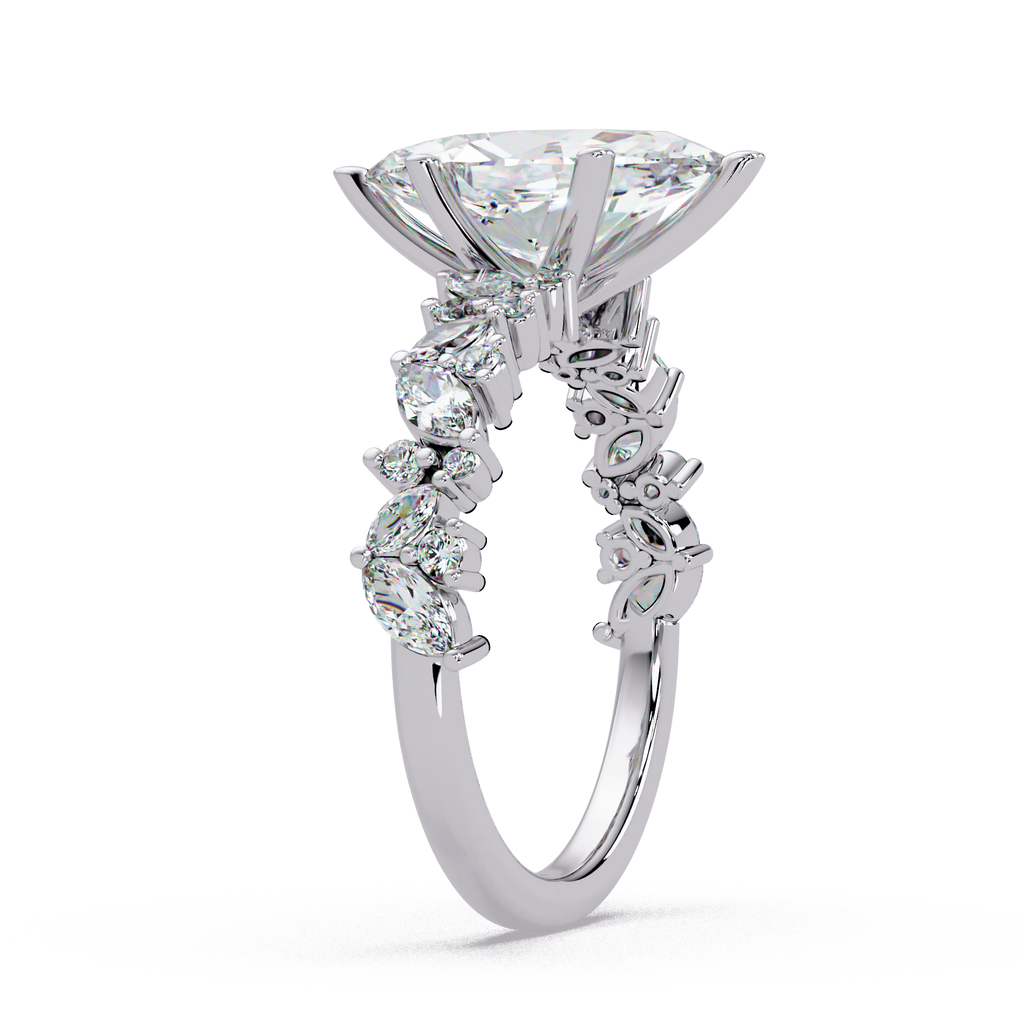Marquise & Round Cut Diamond Ladies Ring