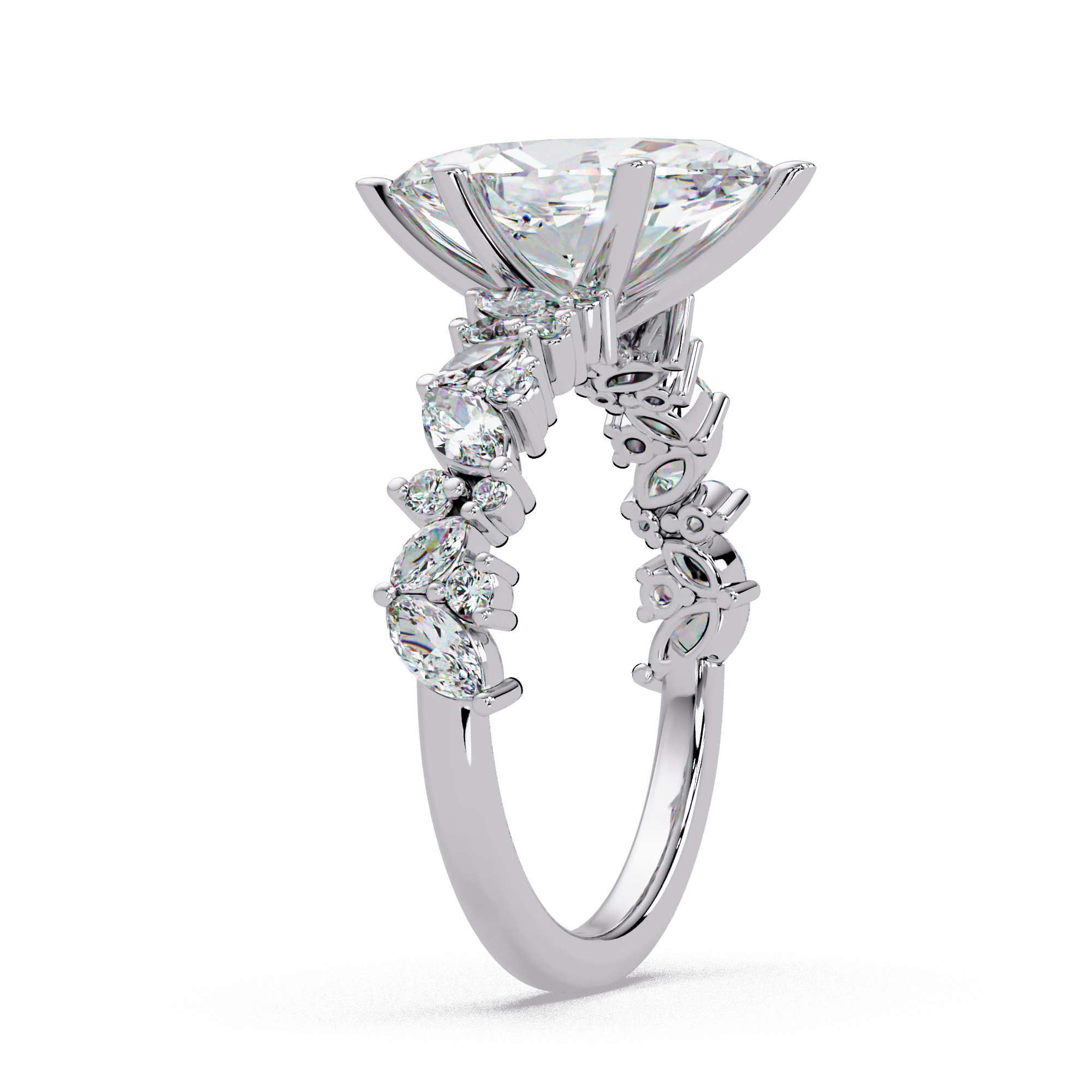 Marquise & Round Cut Diamond Ladies Ring