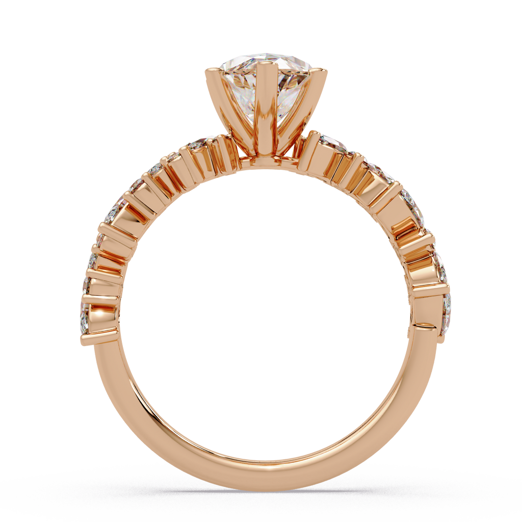 Marquise & Round Cut Diamond Ladies Ring