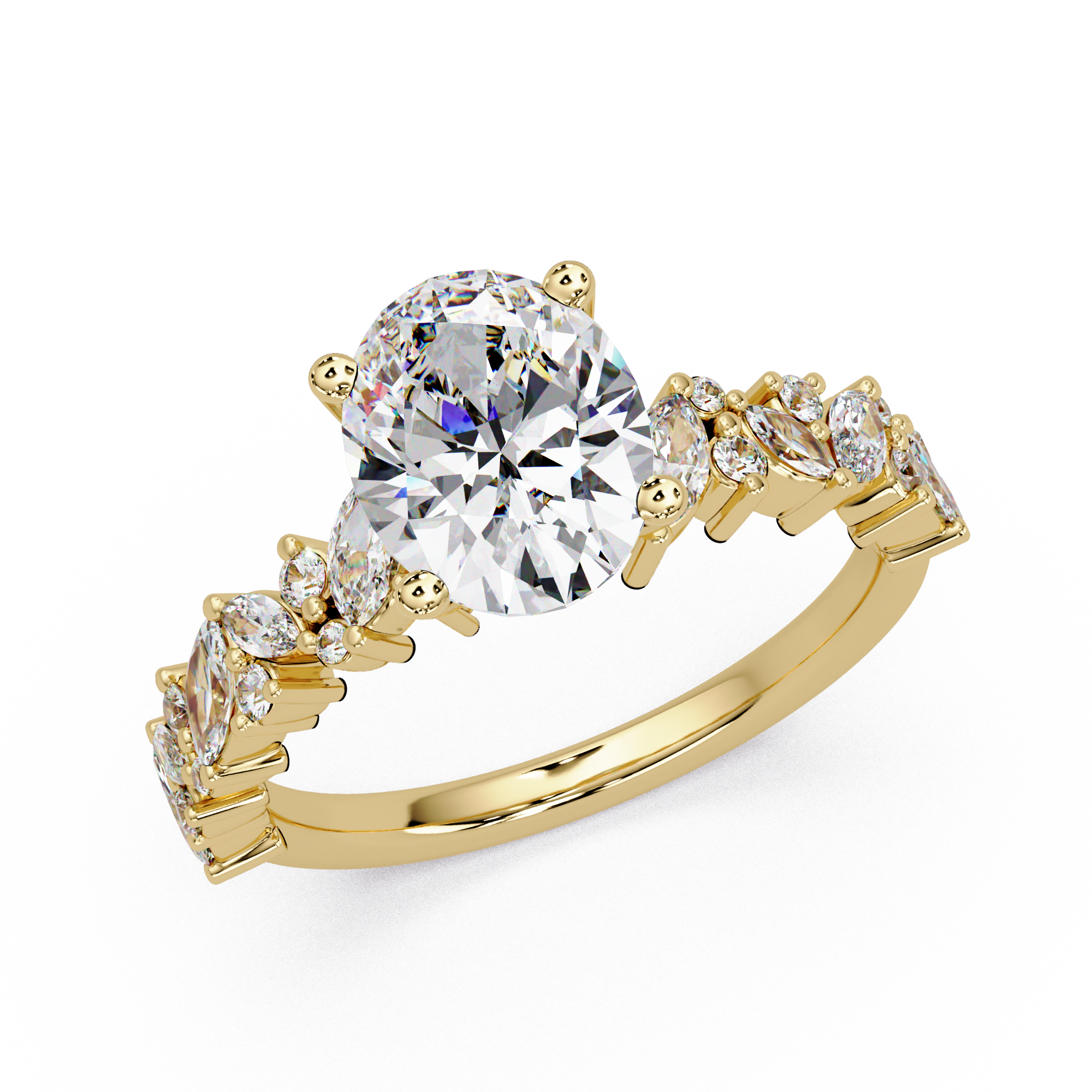 Oval, Marquise & Round Cut Diamond Ladies Ring