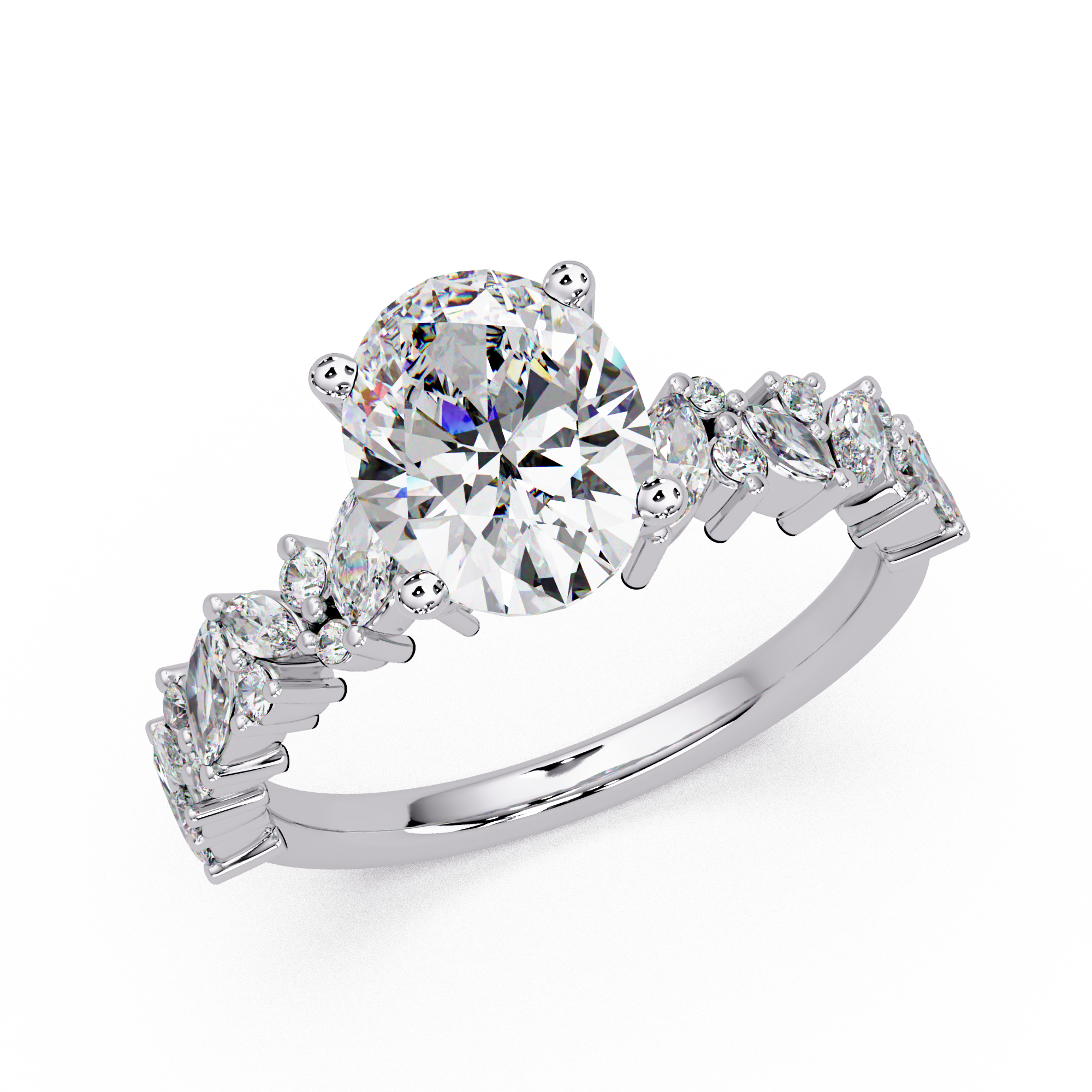 Oval, Marquise & Round Cut Diamond Ladies Ring