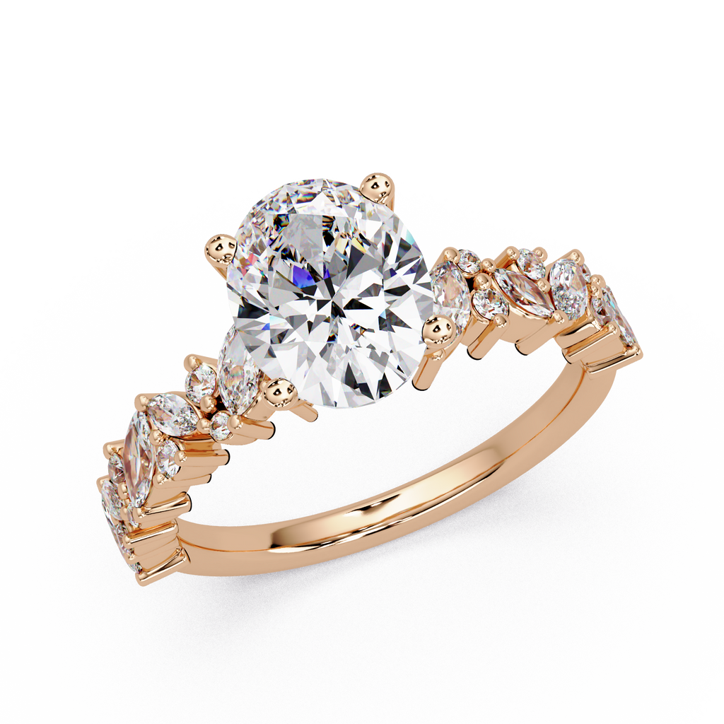 Oval, Marquise & Round Cut Diamond Ladies Ring