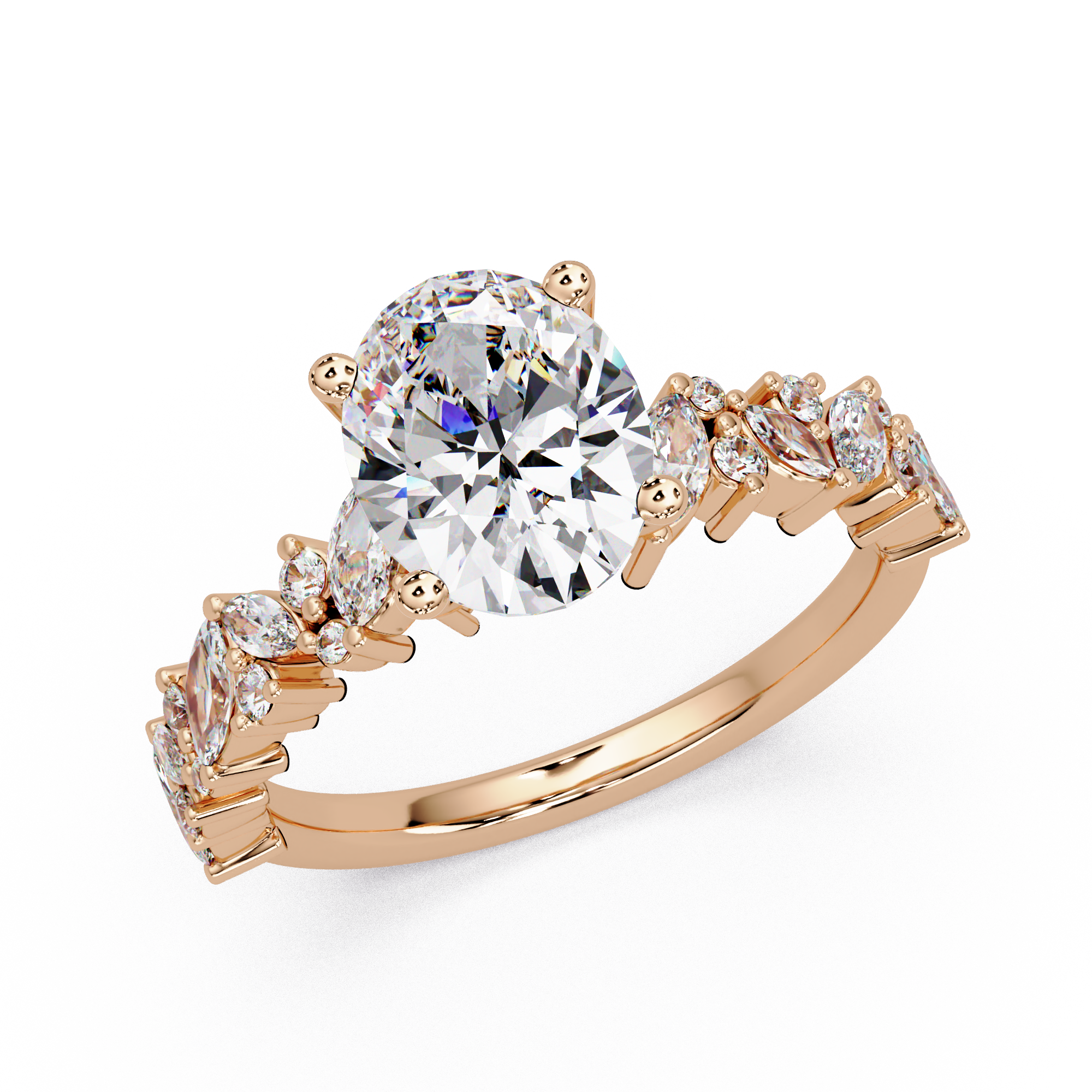 Oval, Marquise & Round Cut Diamond Ladies Ring
