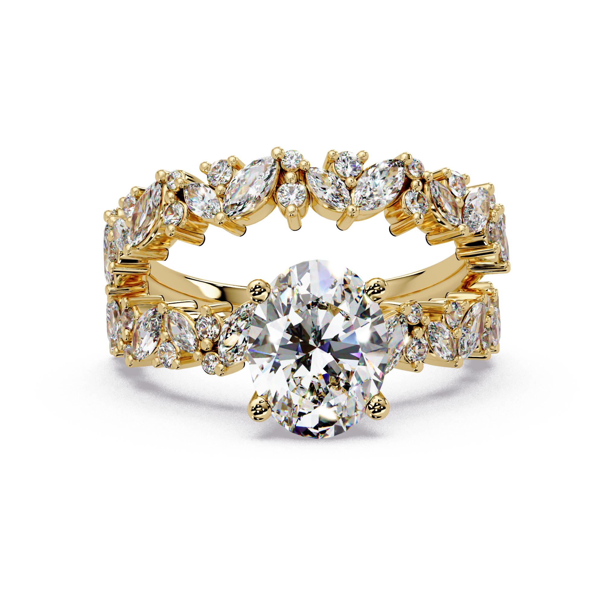 Oval, Marquise & Round Cut Diamond Ladies Ring