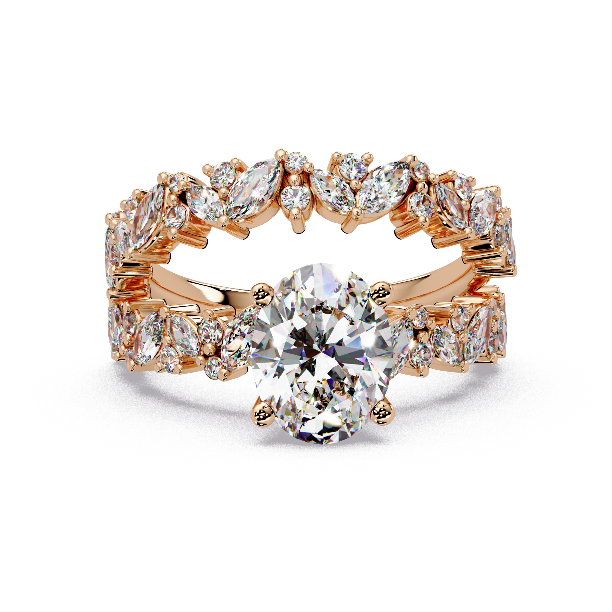 Oval, Marquise & Round Cut Diamond Ladies Ring