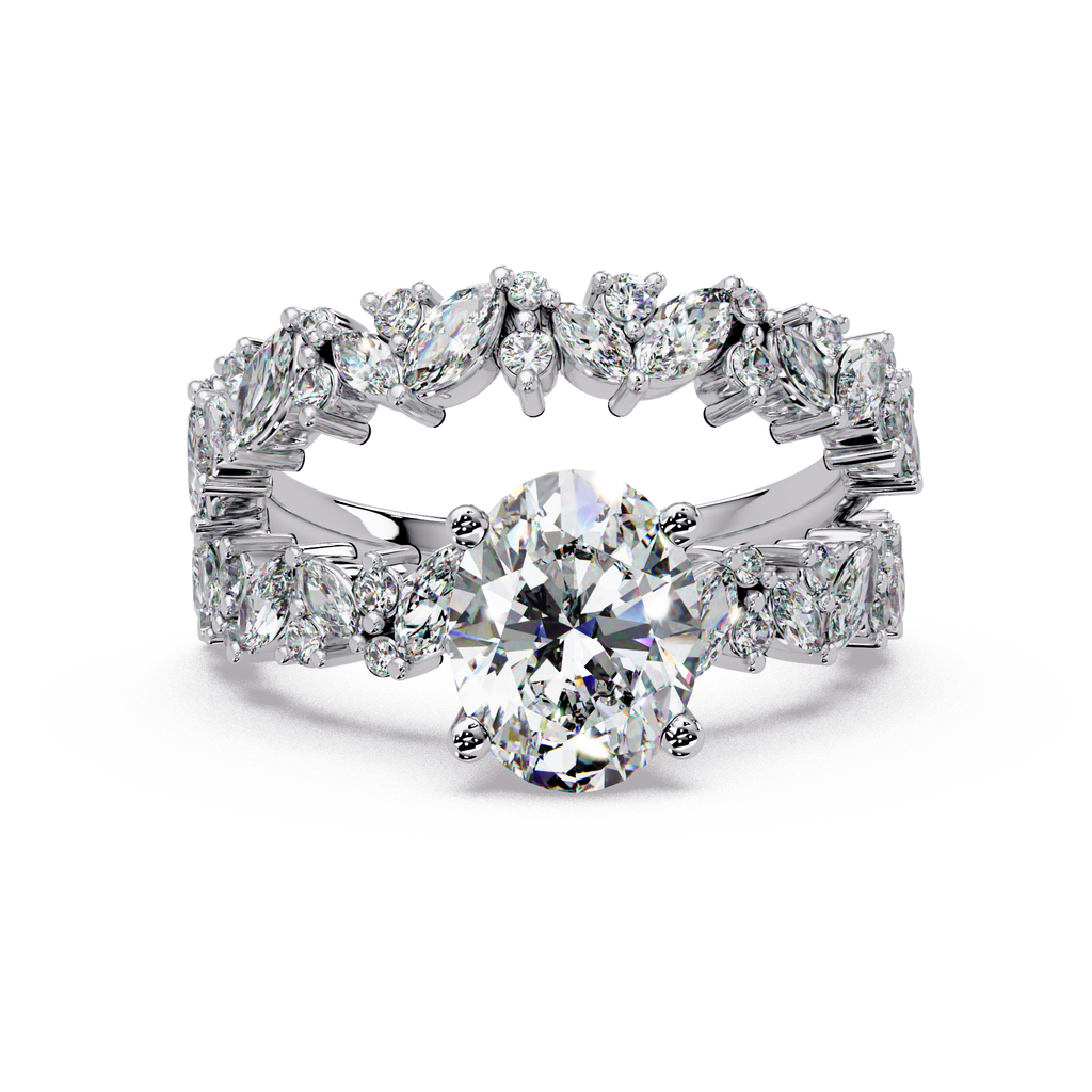 Oval, Marquise & Round Cut Diamond Ladies Ring
