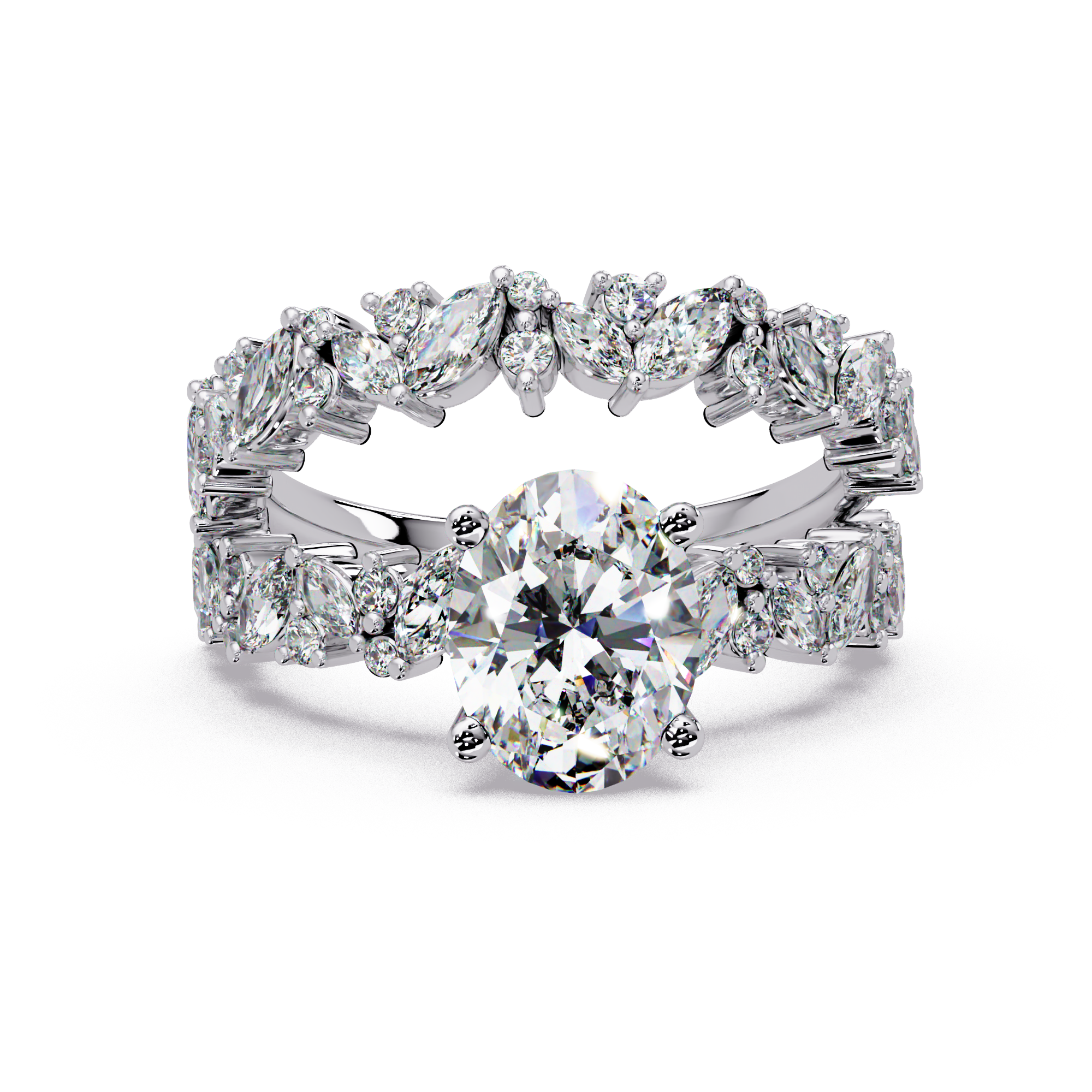 Oval, Marquise & Round Cut Diamond Ladies Ring