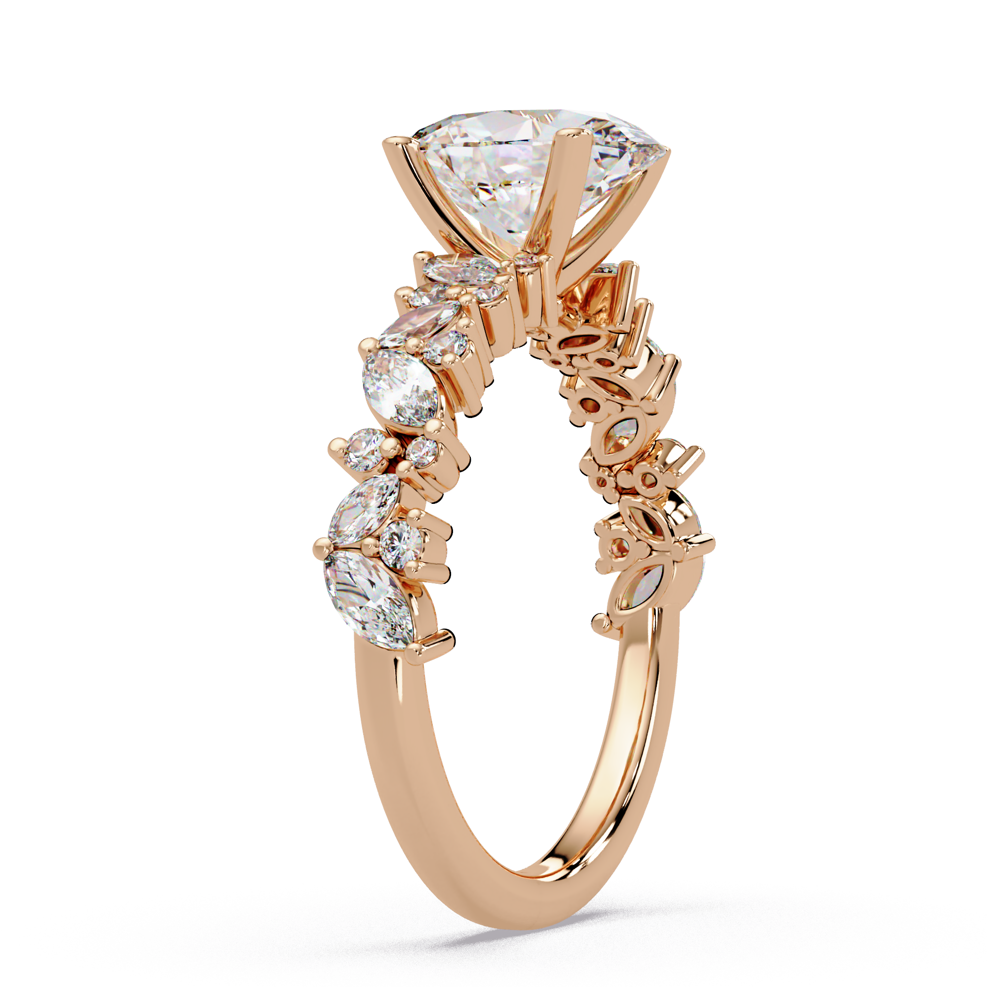 Oval, Marquise & Round Cut Diamond Ladies Ring