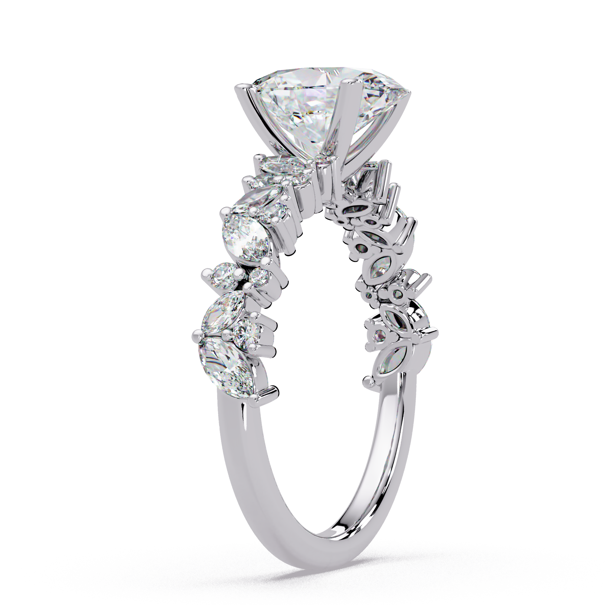 Oval, Marquise & Round Cut Diamond Ladies Ring