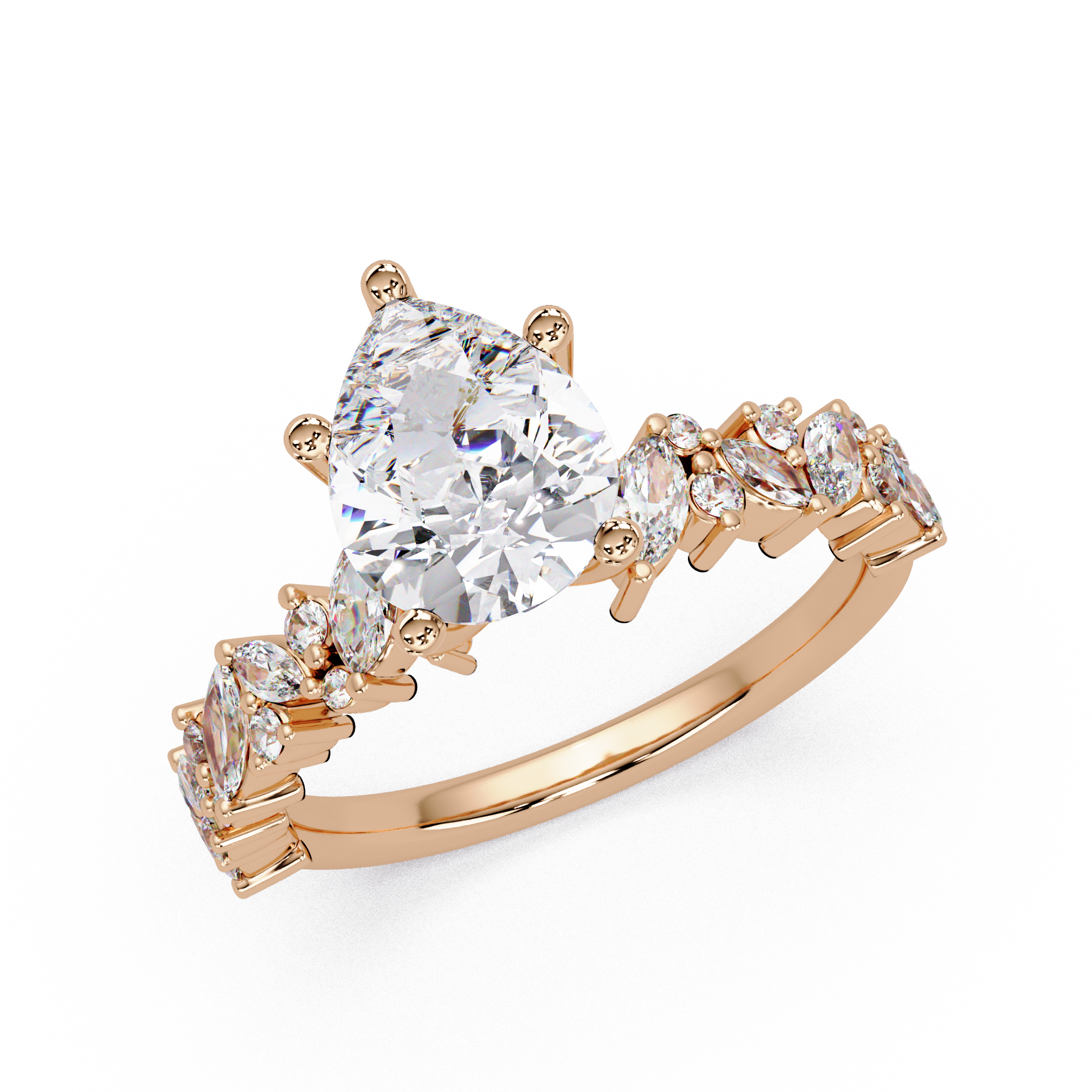 Pear, Marquise & Round Cut Diamond Ladies Ring