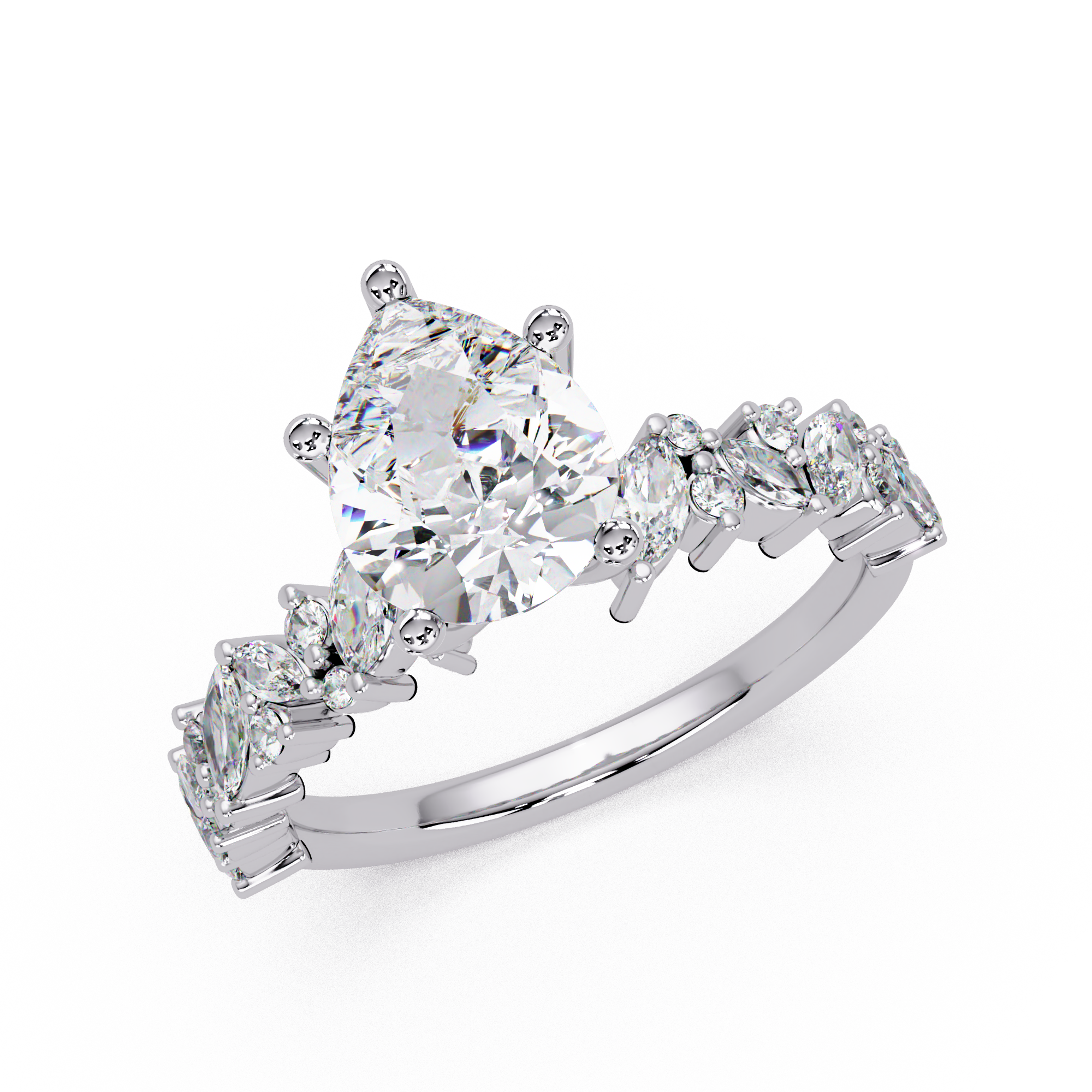 Pear, Marquise & Round Cut Diamond Ladies Ring