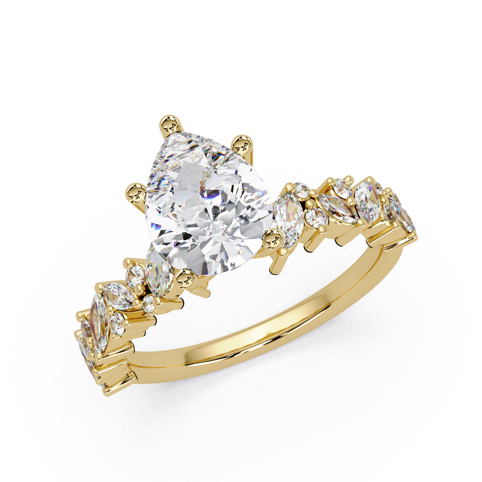 Pear, Marquise & Round Cut Diamond Ladies Ring