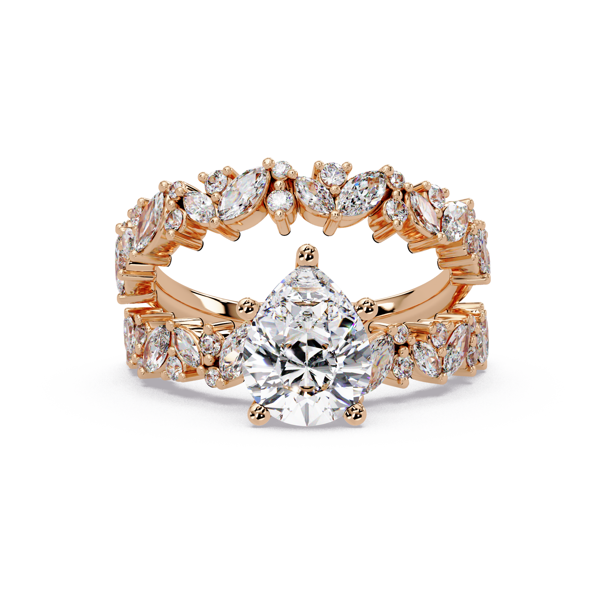 Pear, Marquise & Round Cut Diamond Ladies Ring