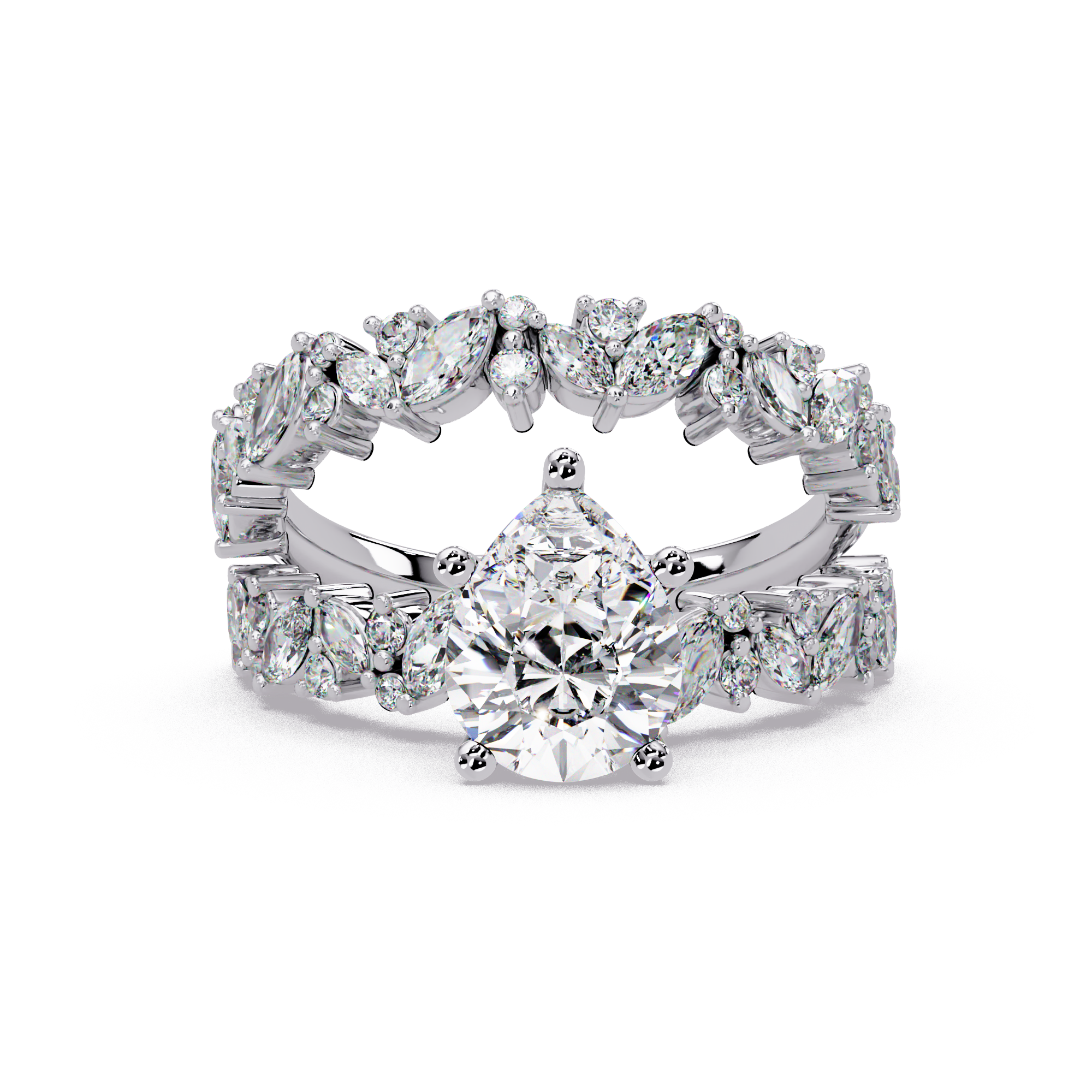 Pear, Marquise & Round Cut Diamond Ladies Ring