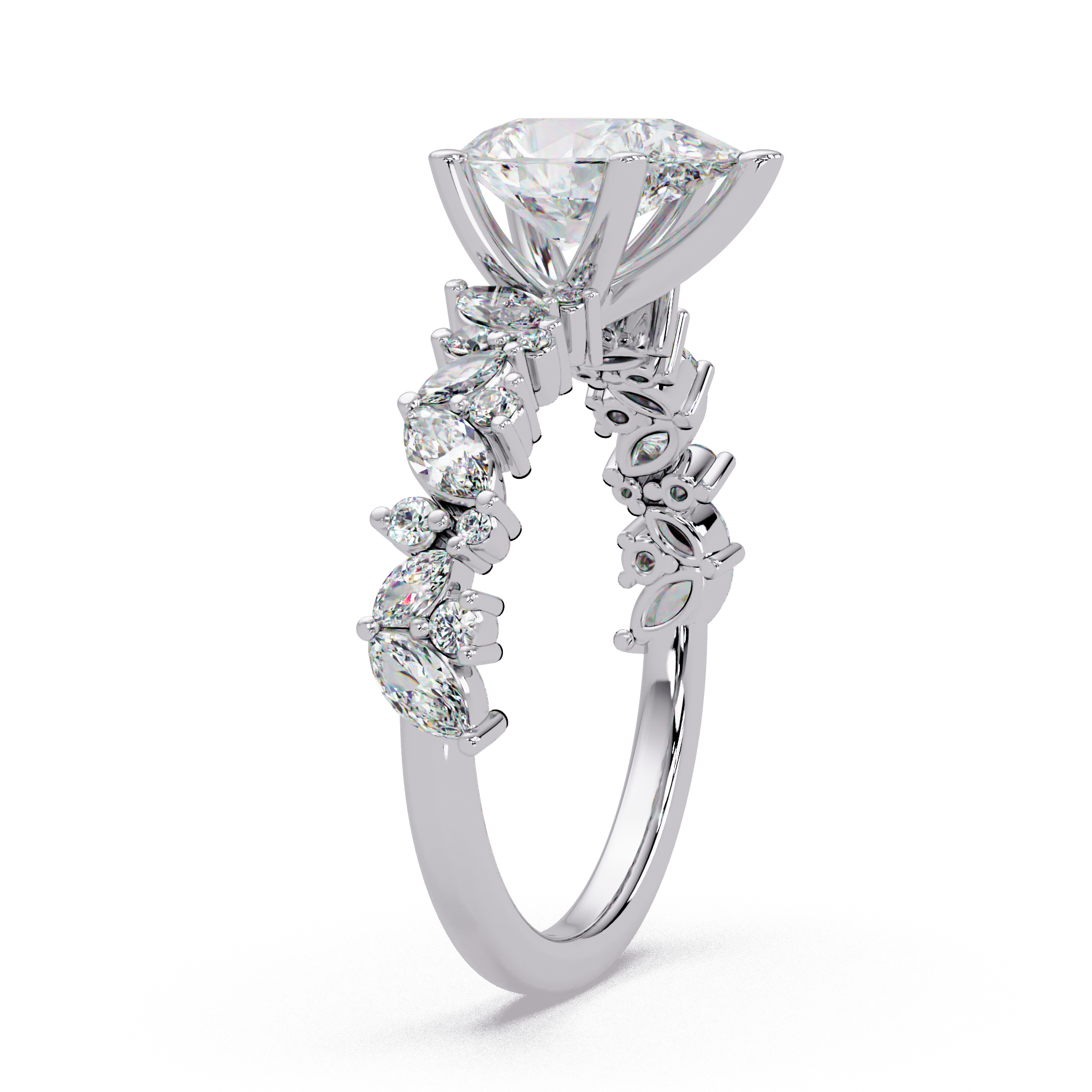 Pear, Marquise & Round Cut Diamond Ladies Ring