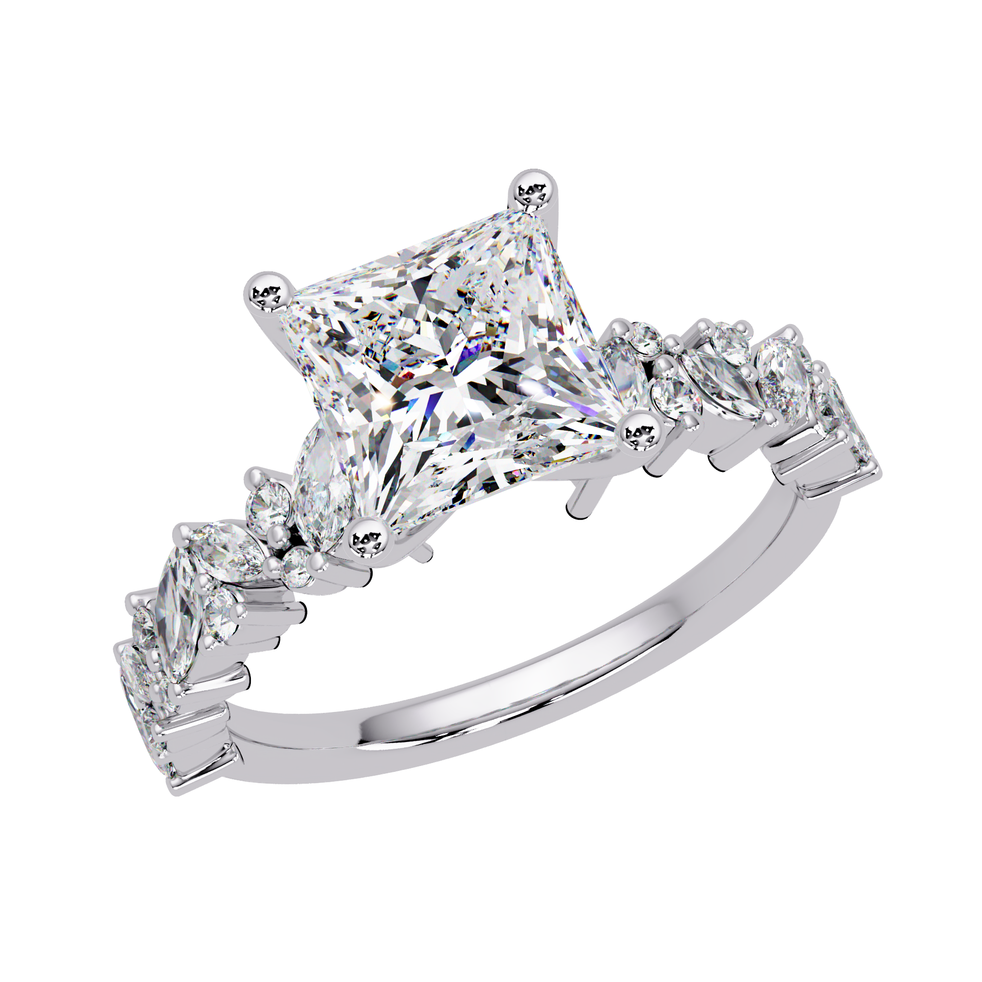 Princess, Marquise & Round Cut Diamond Ladies Ring