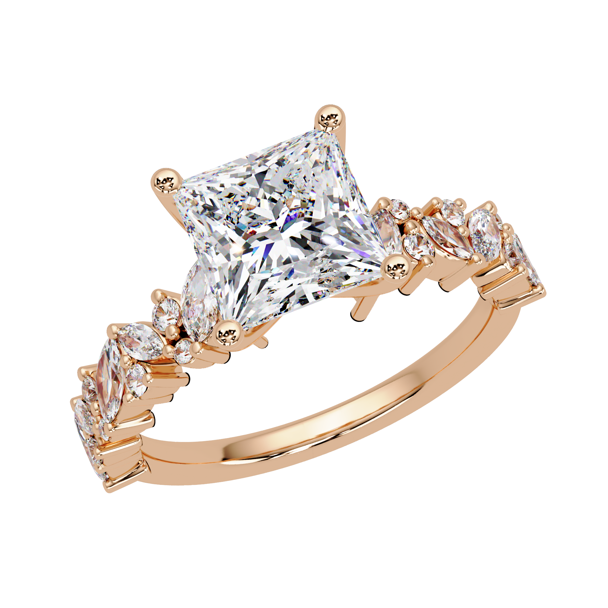 Princess, Marquise & Round Cut Diamond Ladies Ring
