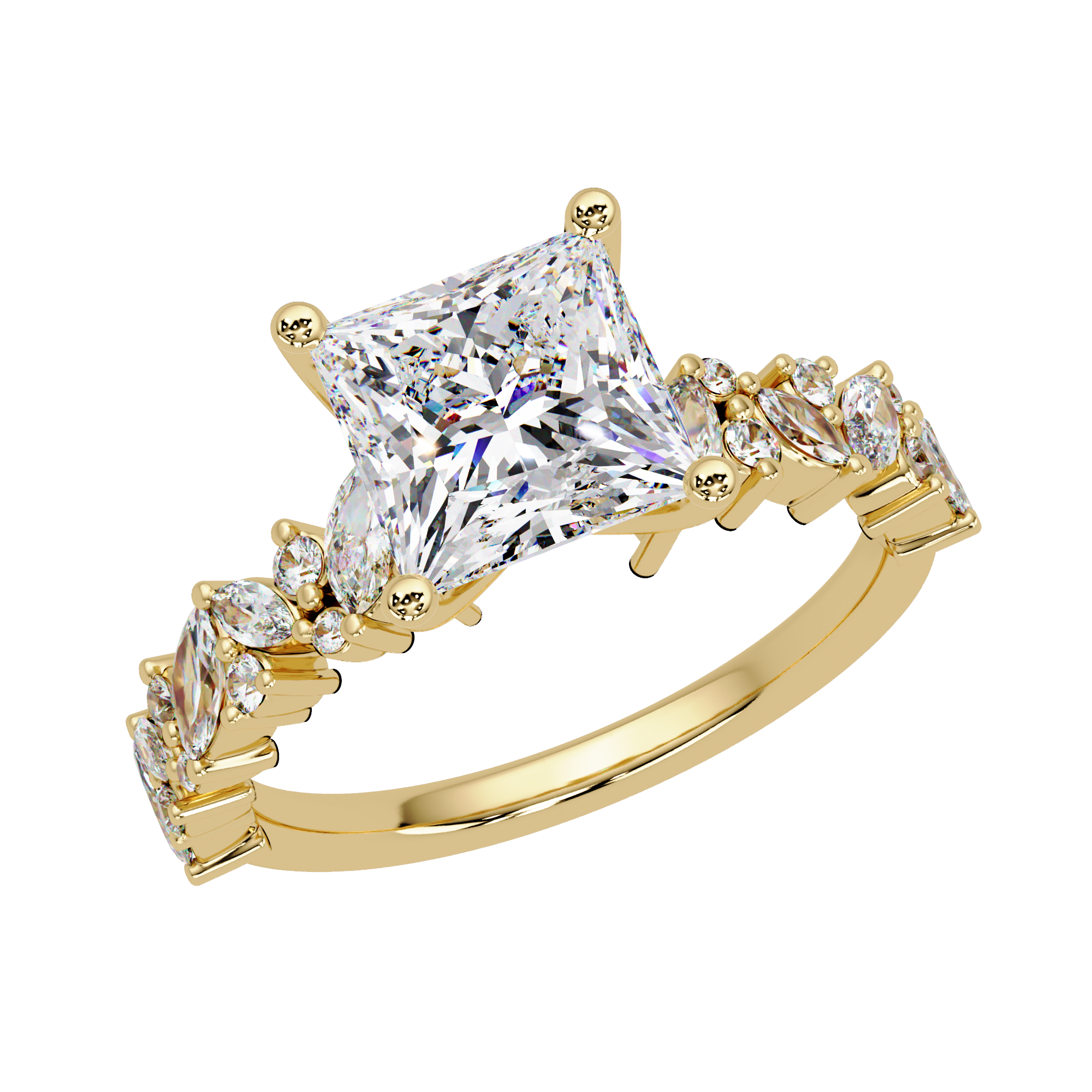 Princess, Marquise & Round Cut Diamond Ladies Ring
