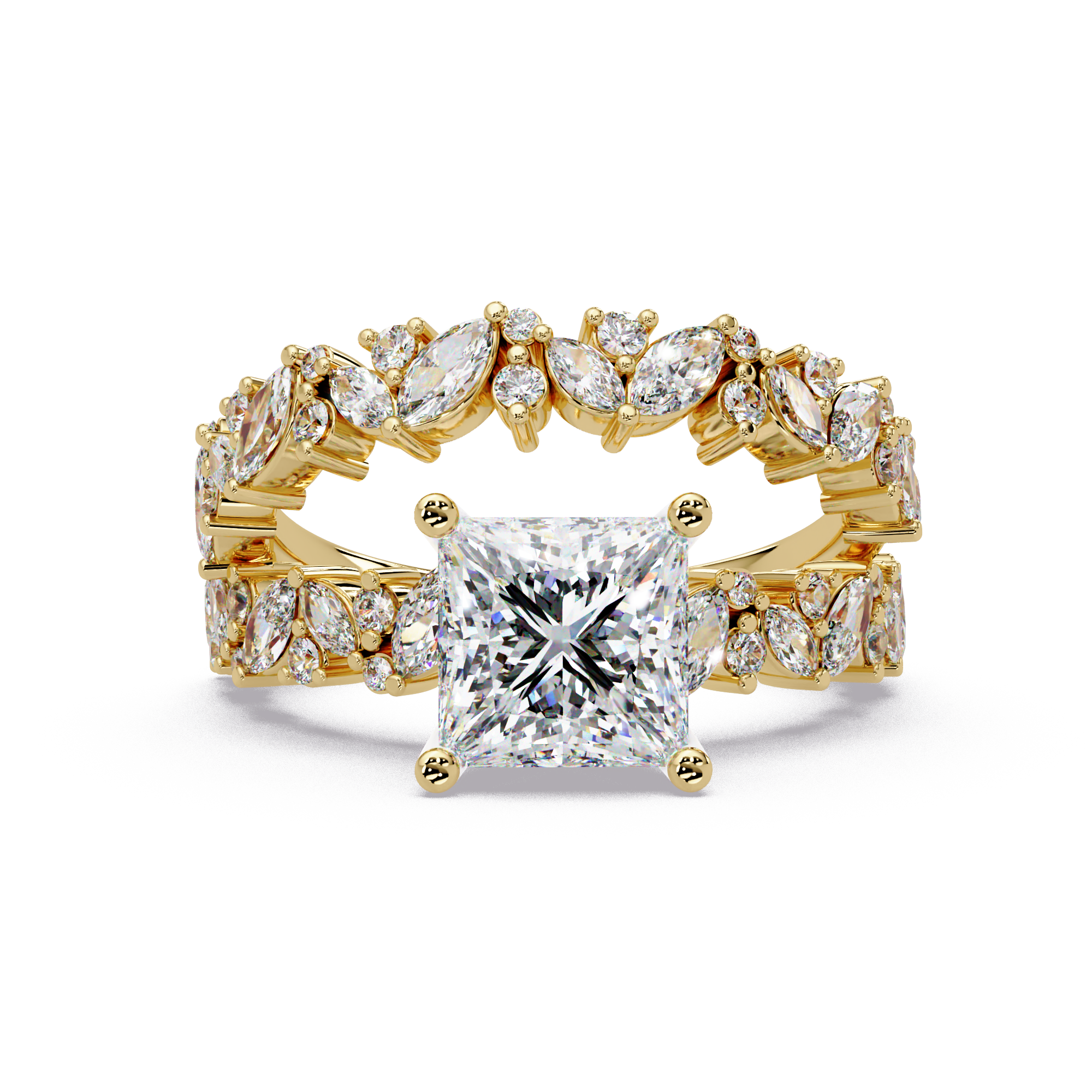 Princess, Marquise & Round Cut Diamond Ladies Ring