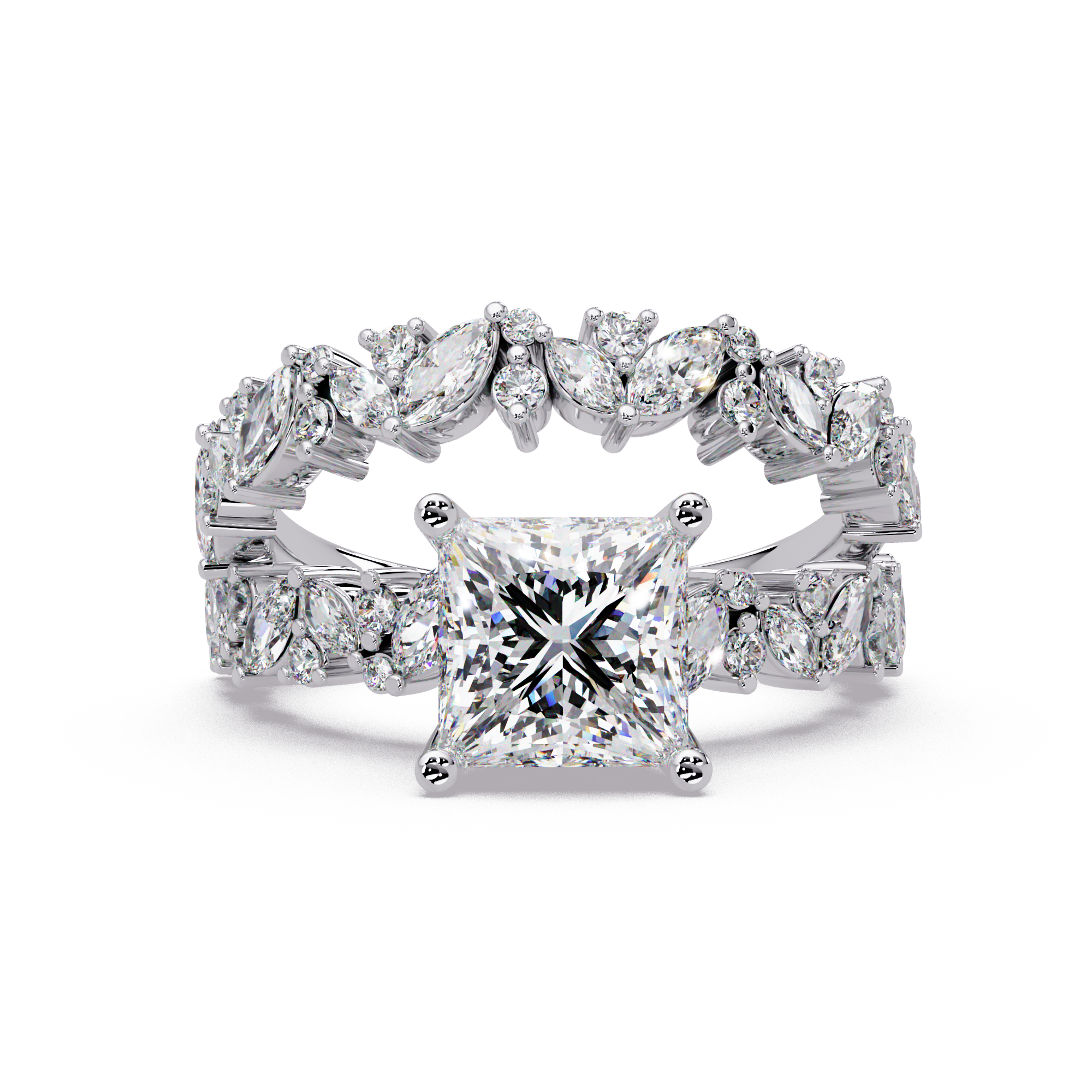 Princess, Marquise & Round Cut Diamond Ladies Ring