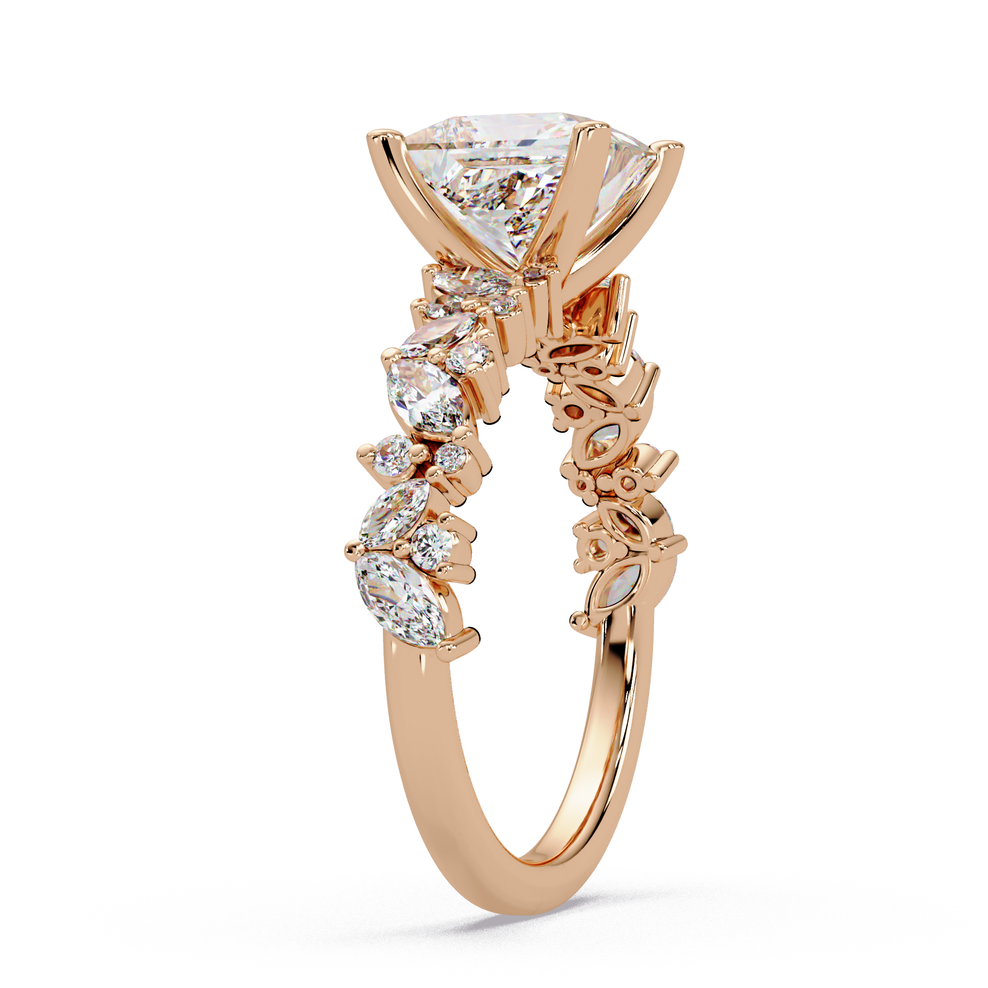Princess, Marquise & Round Cut Diamond Ladies Ring