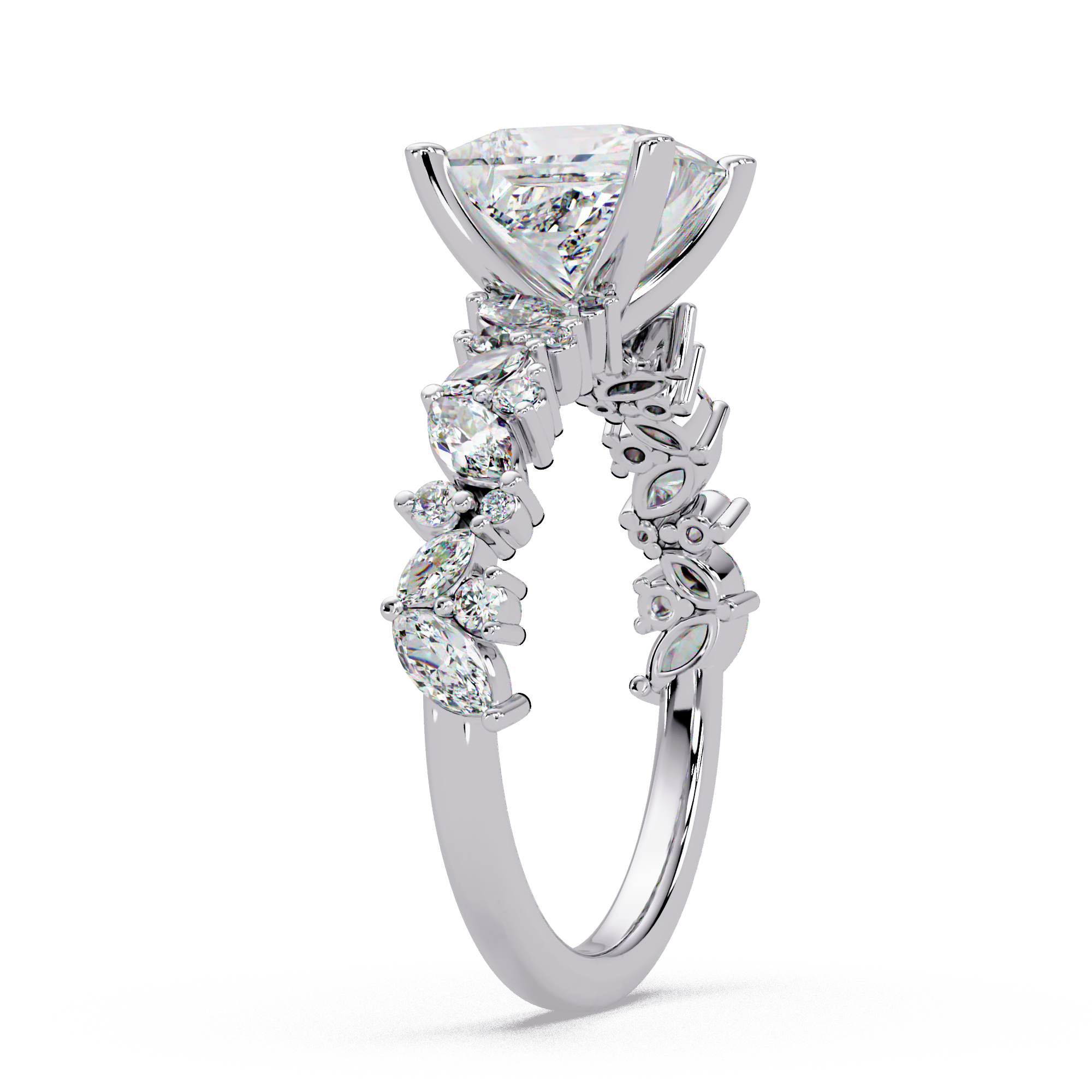 Princess, Marquise & Round Cut Diamond Ladies Ring