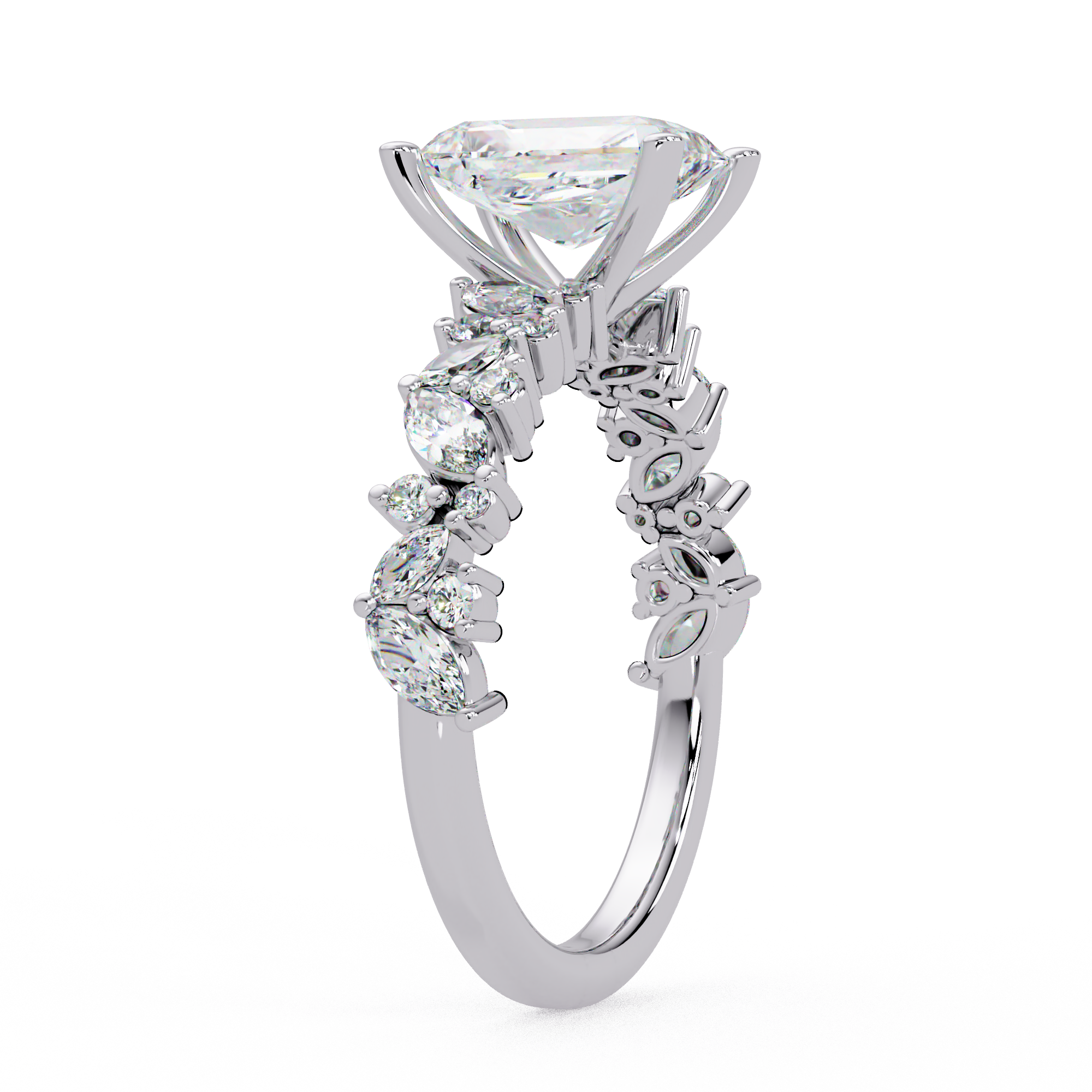 Radiant, Marquise & Round Cut Diamond Ladies Ring