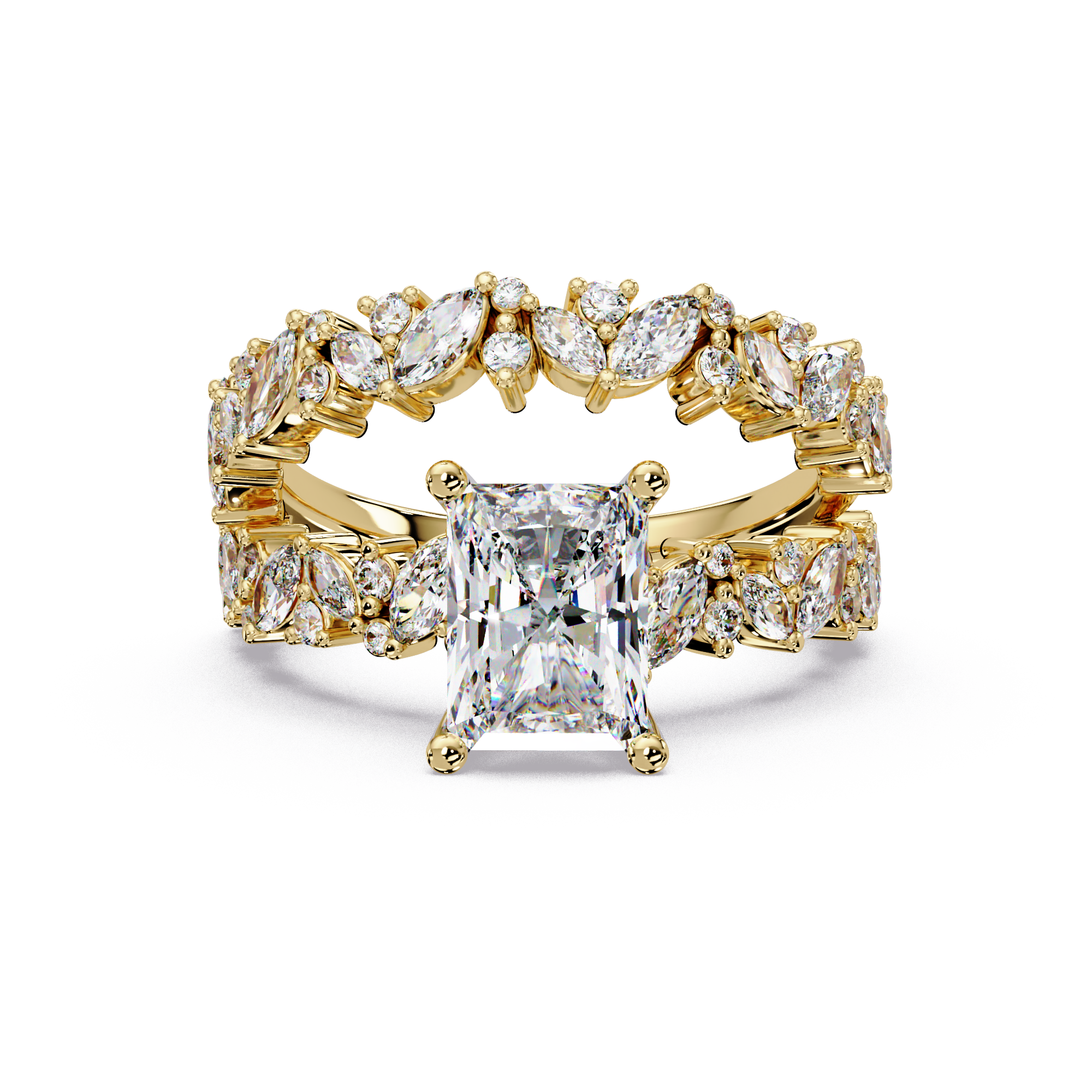 Radiant, Marquise & Round Cut Diamond Ladies Ring