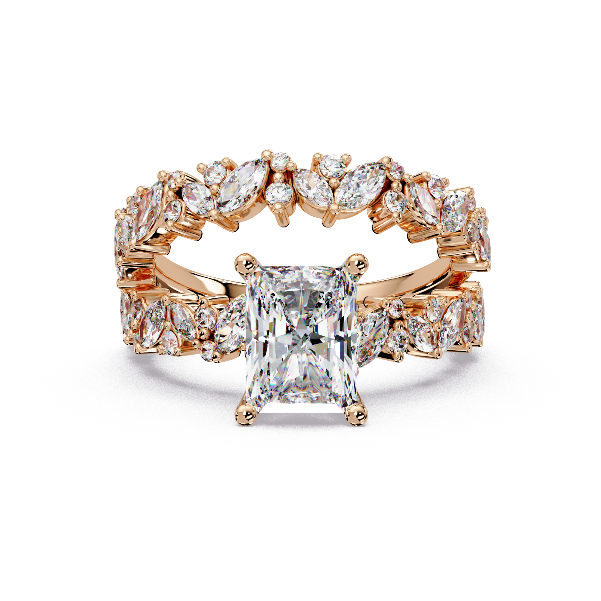 Radiant, Marquise & Round Cut Diamond Ladies Ring