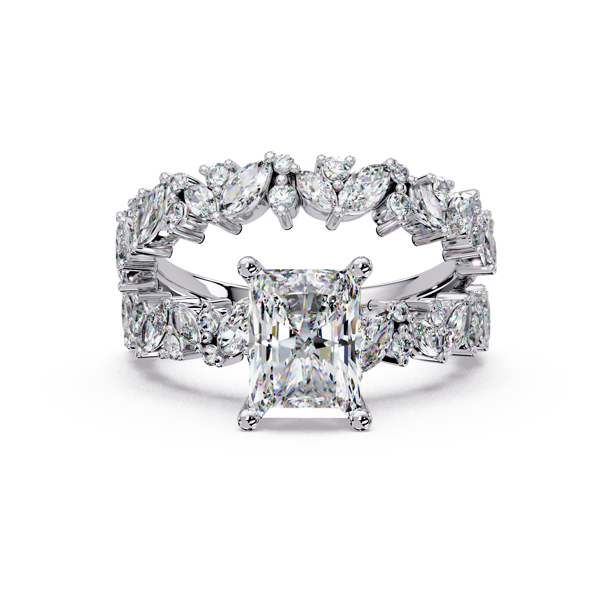 Radiant, Marquise & Round Cut Diamond Ladies Ring