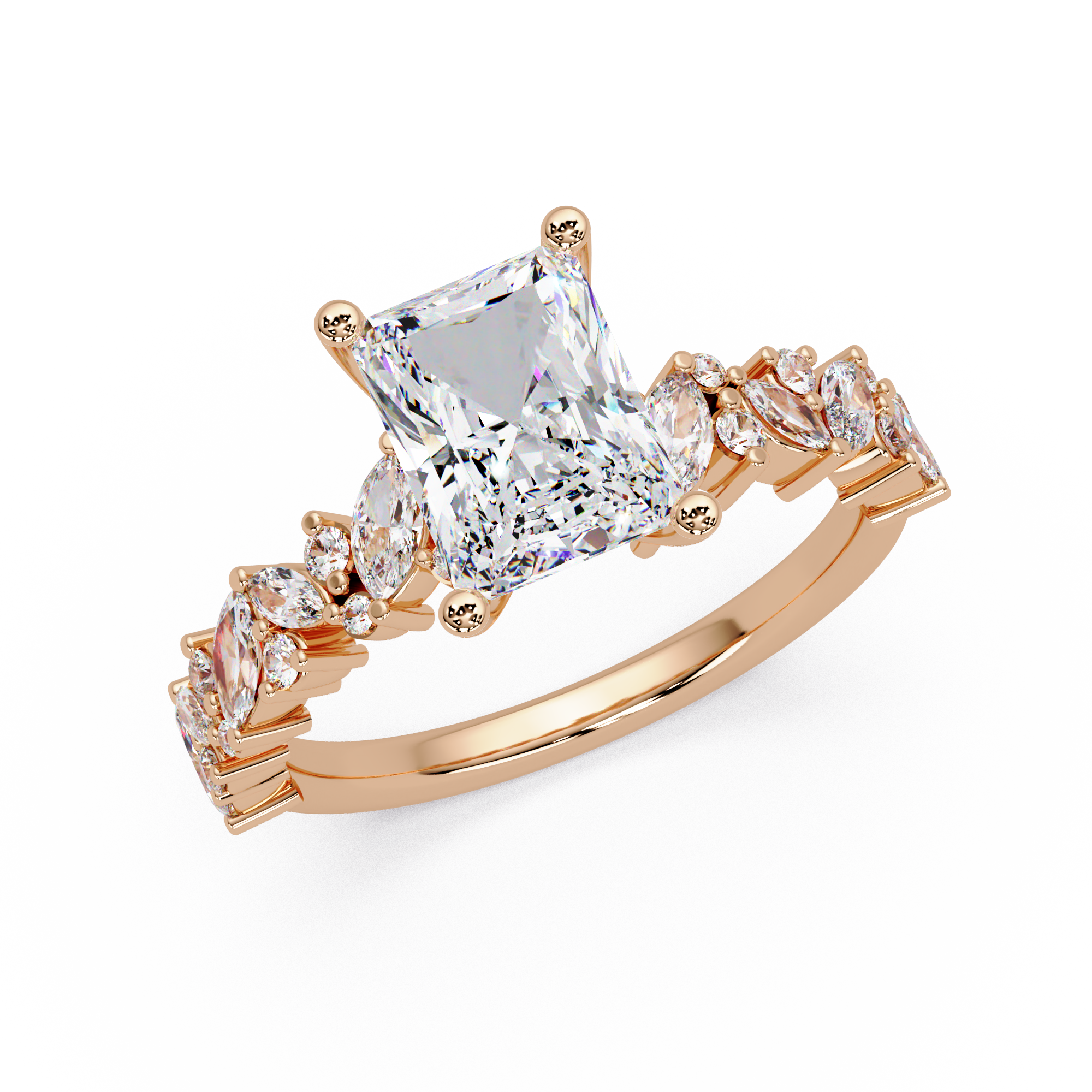 Radiant, Marquise & Round Cut Diamond Ladies Ring