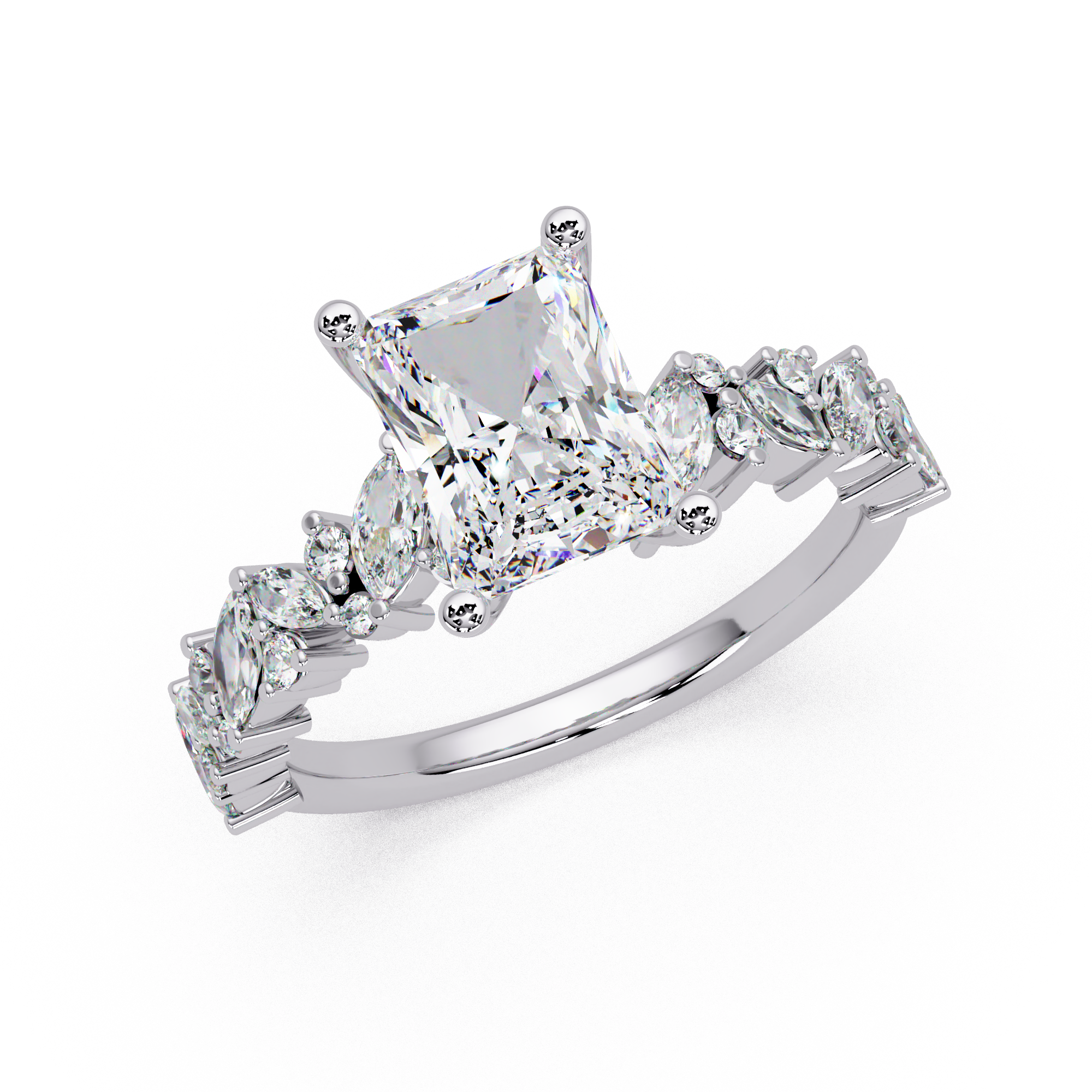 Radiant, Marquise & Round Cut Diamond Ladies Ring