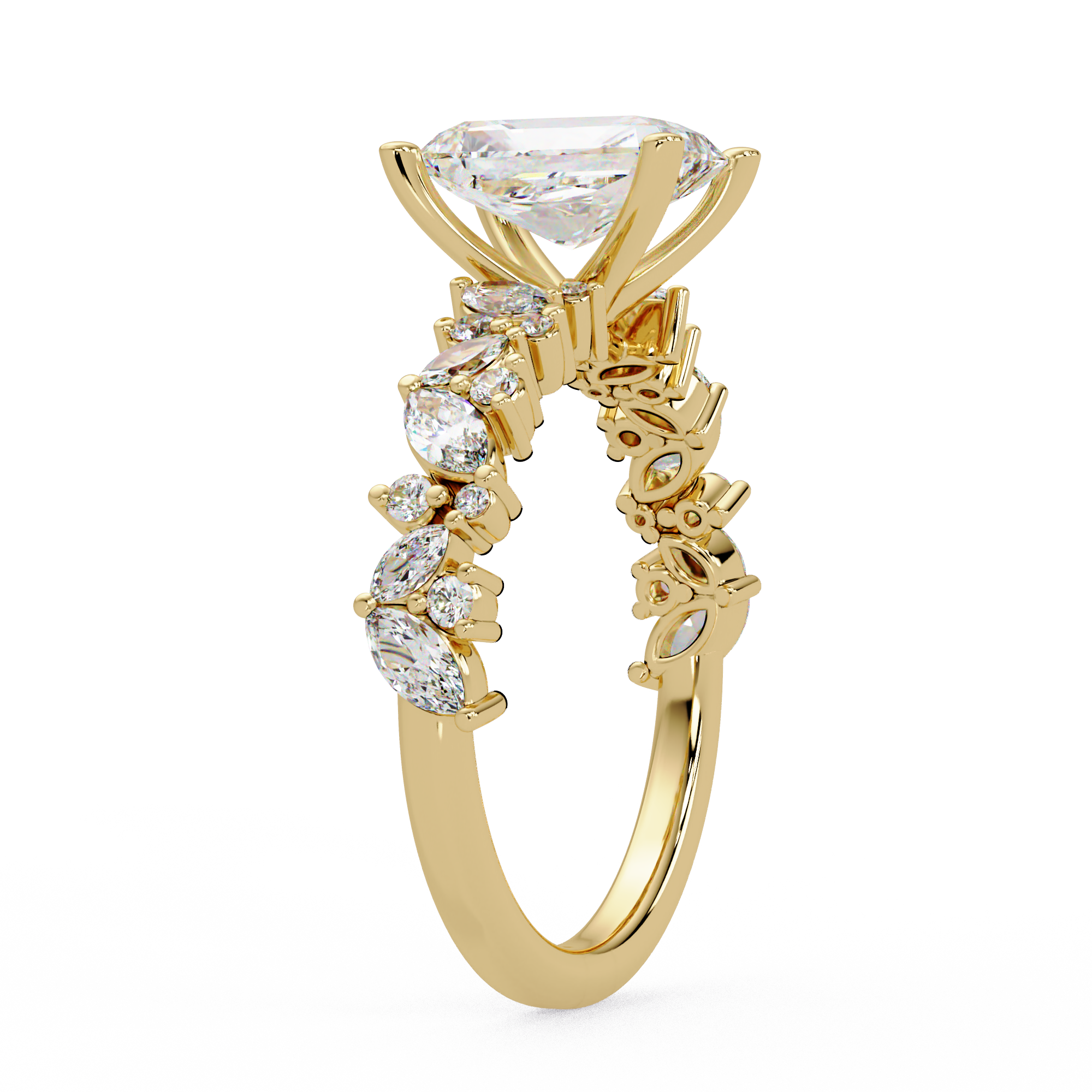 Radiant, Marquise & Round Cut Diamond Ladies Ring