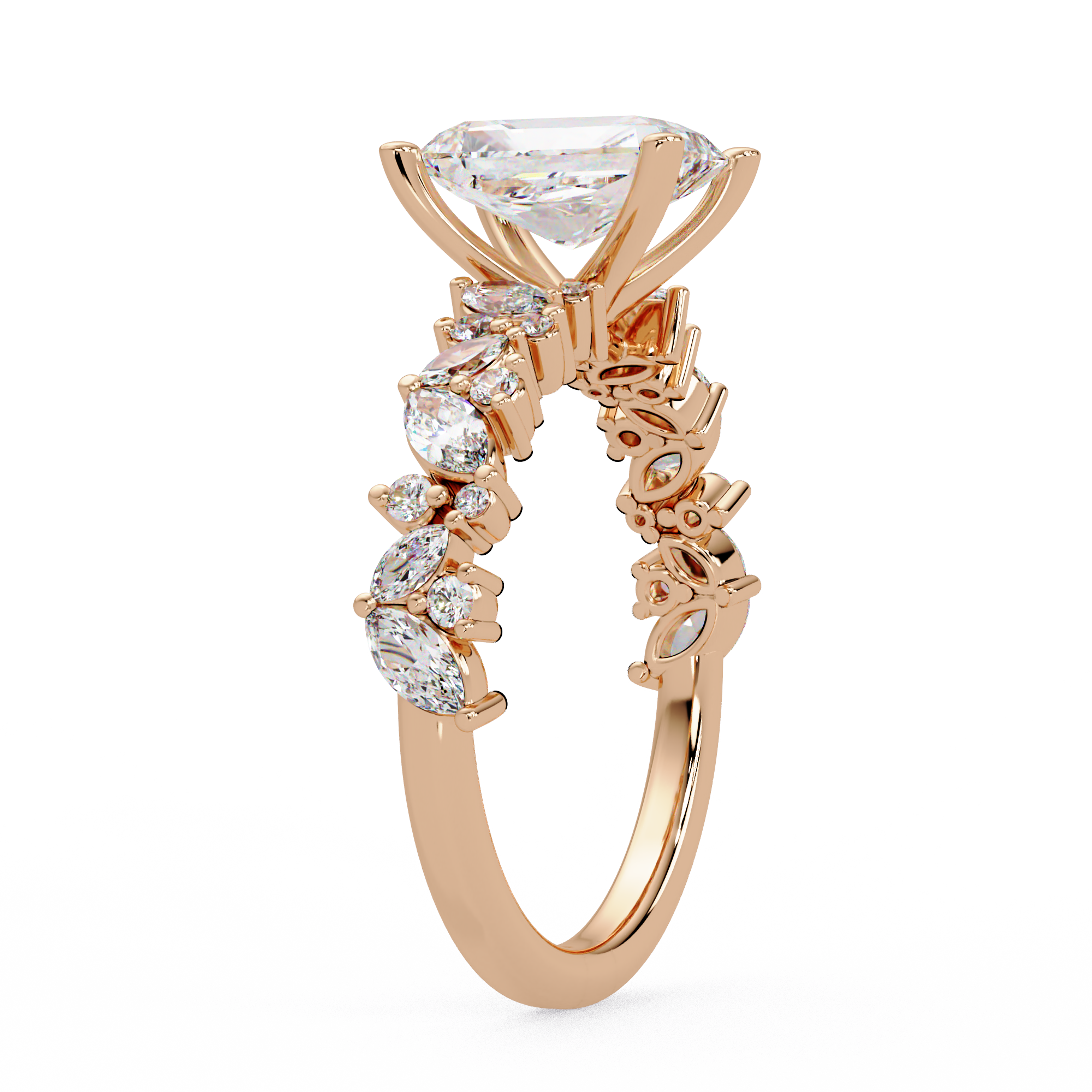 Radiant, Marquise & Round Cut Diamond Ladies Ring
