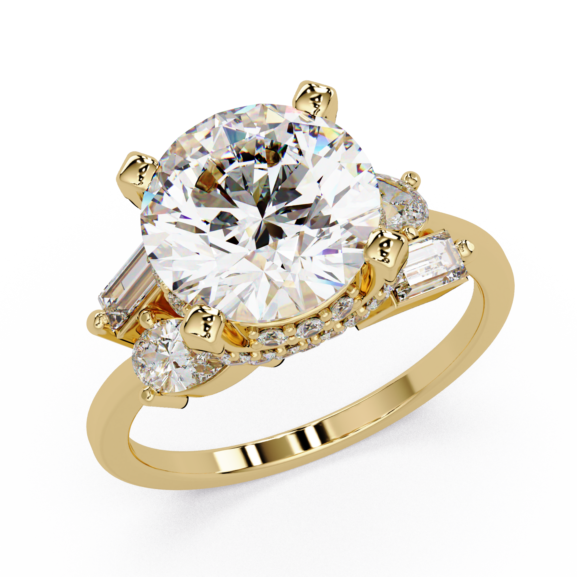 Pear, Baguette & Round Cut Diamond Ladies Ring