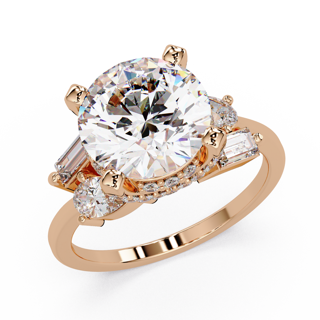 Pear, Baguette & Round Cut Diamond Ladies Ring