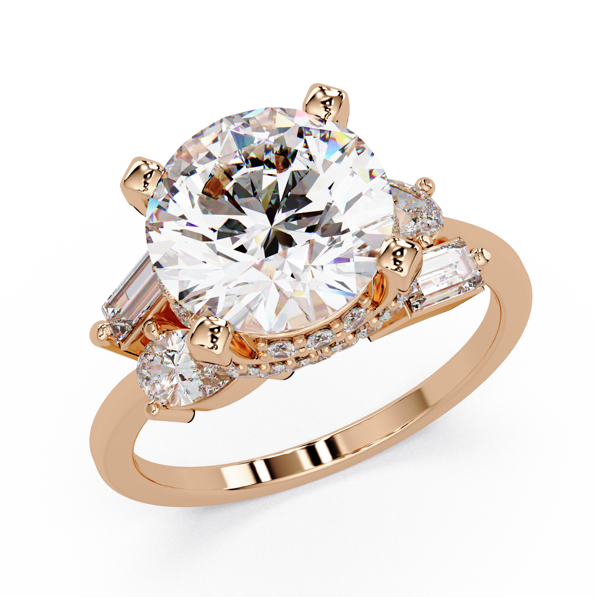 Pear, Baguette & Round Cut Diamond Ladies Ring
