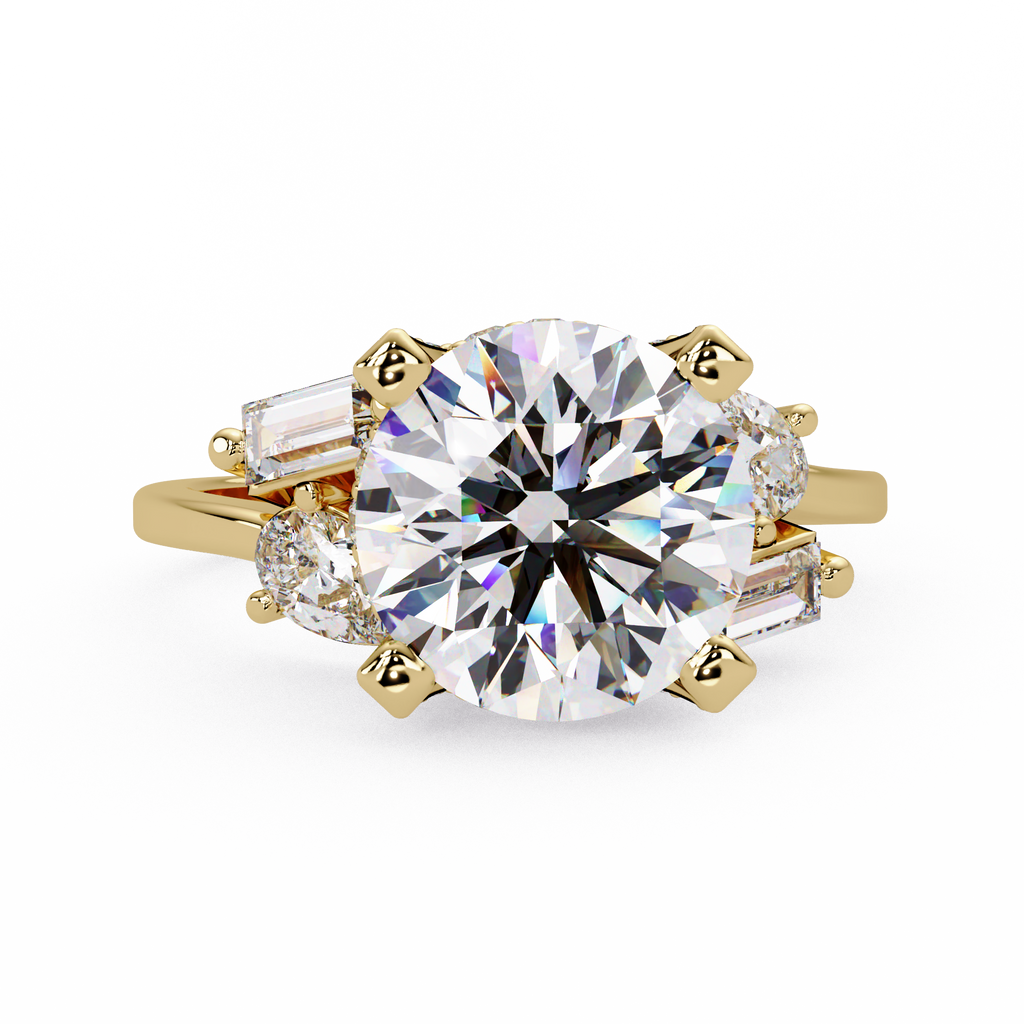 Pear, Baguette & Round Cut Diamond Ladies Ring