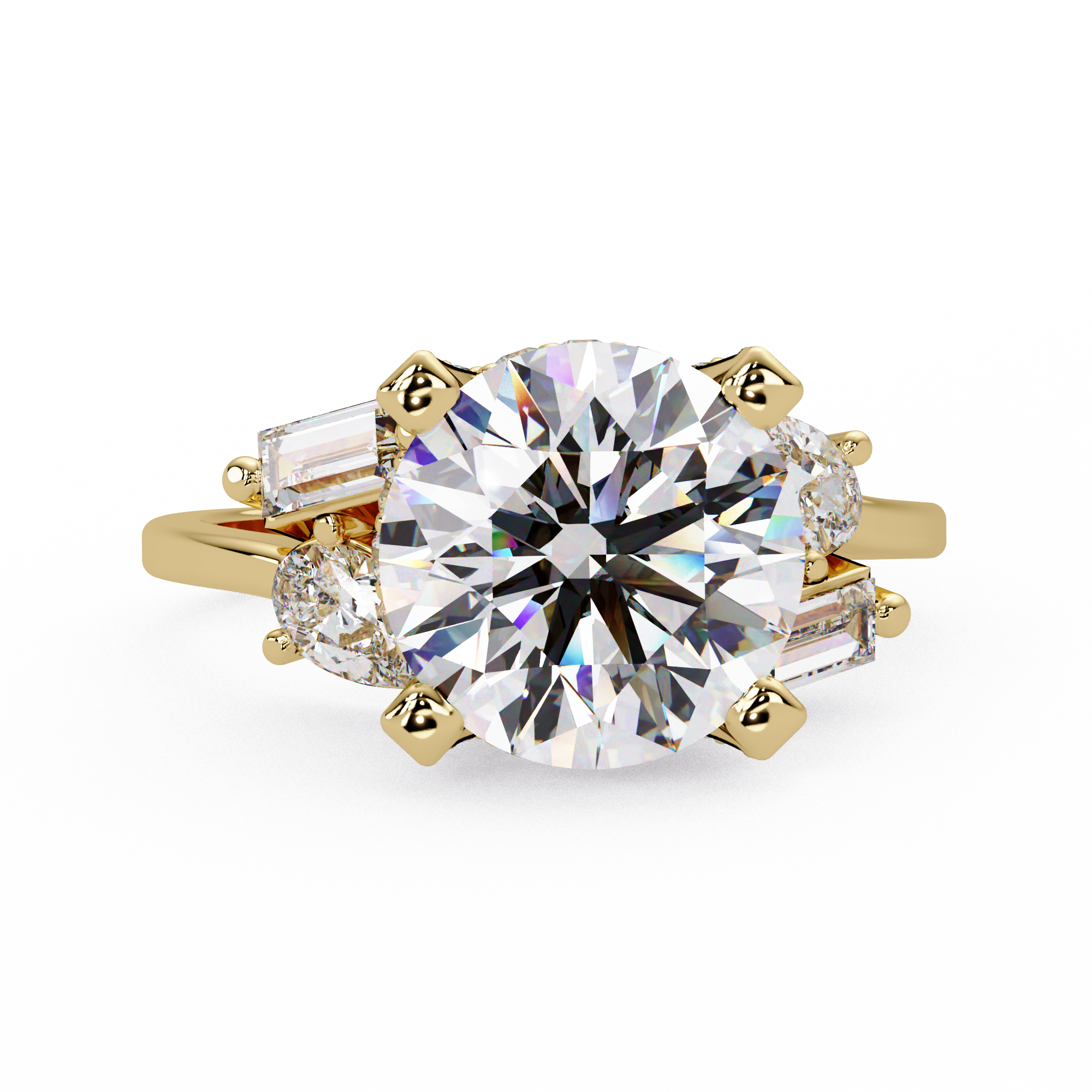 Pear, Baguette & Round Cut Diamond Ladies Ring