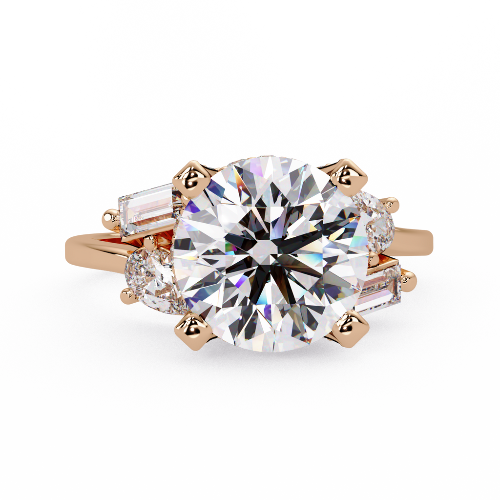 Pear, Baguette & Round Cut Diamond Ladies Ring
