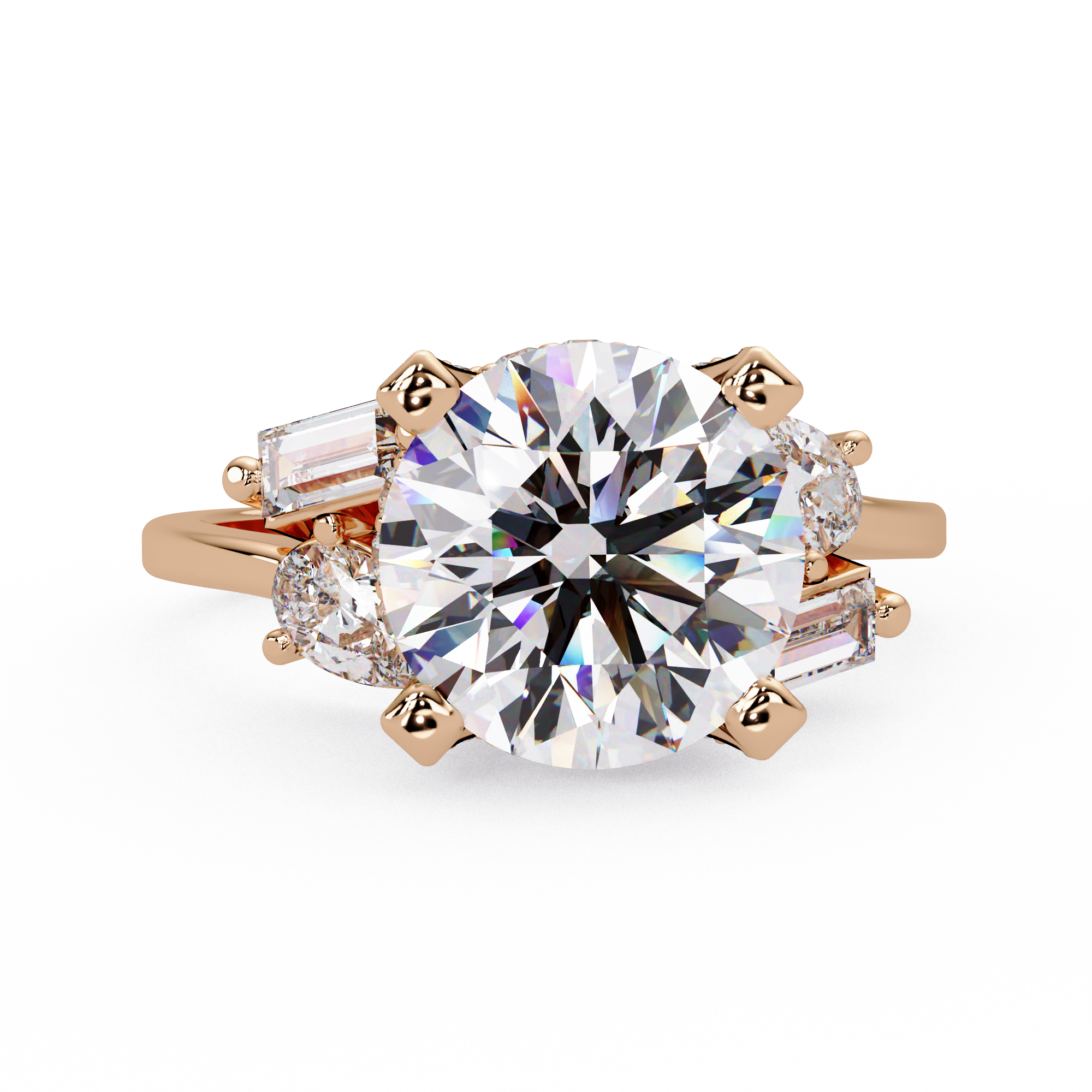 Pear, Baguette & Round Cut Diamond Ladies Ring